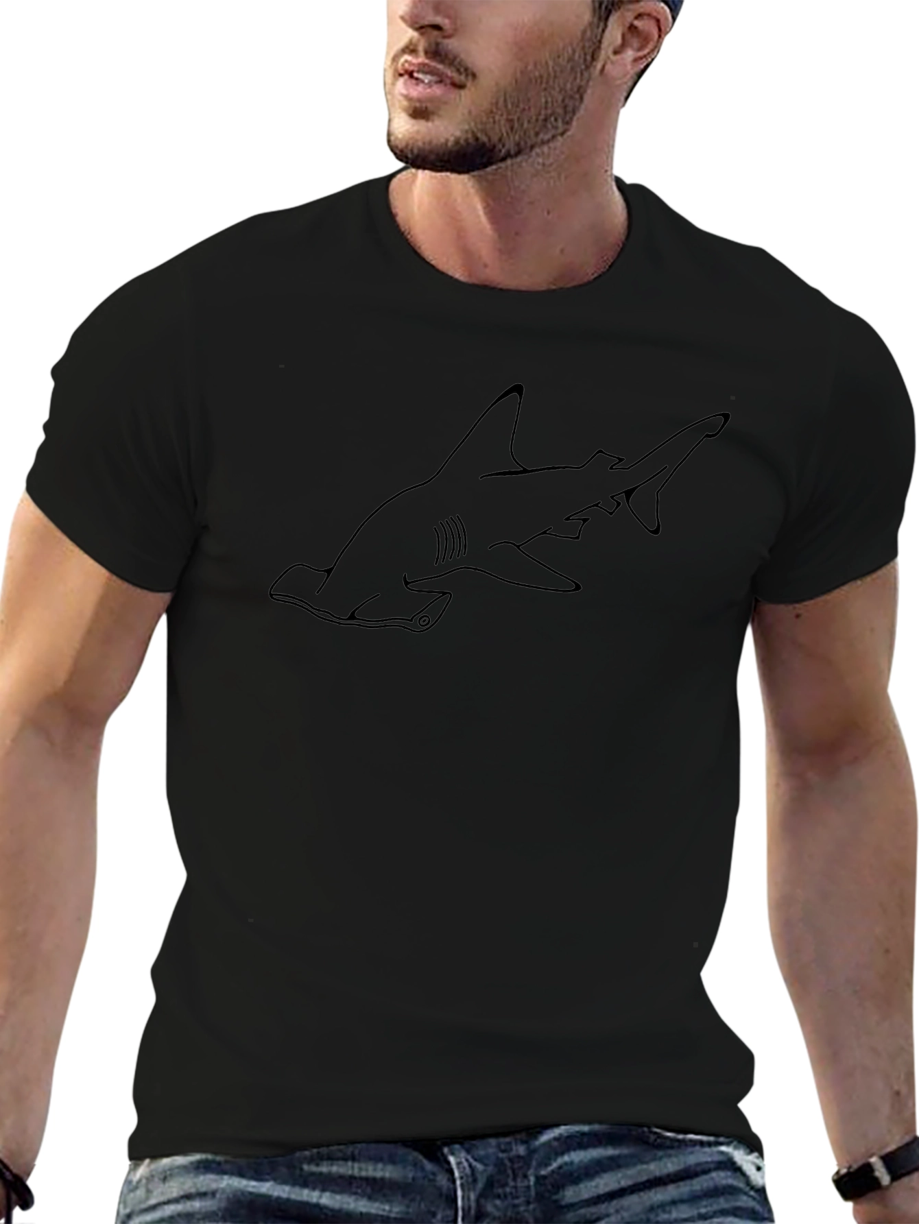 Hammerhead Shark Graphic T-Shirt - Black