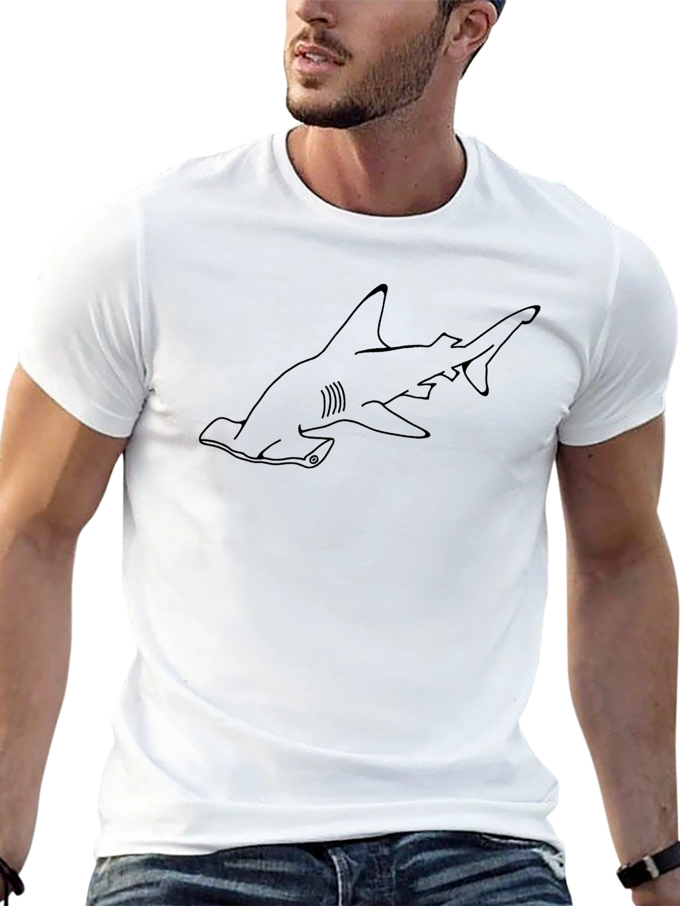 Hammerhead Shark Graphic T-Shirt - Black