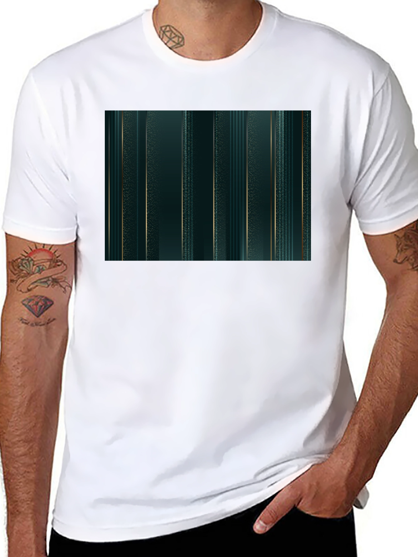 Emerald Green & Gold Stripe Tee