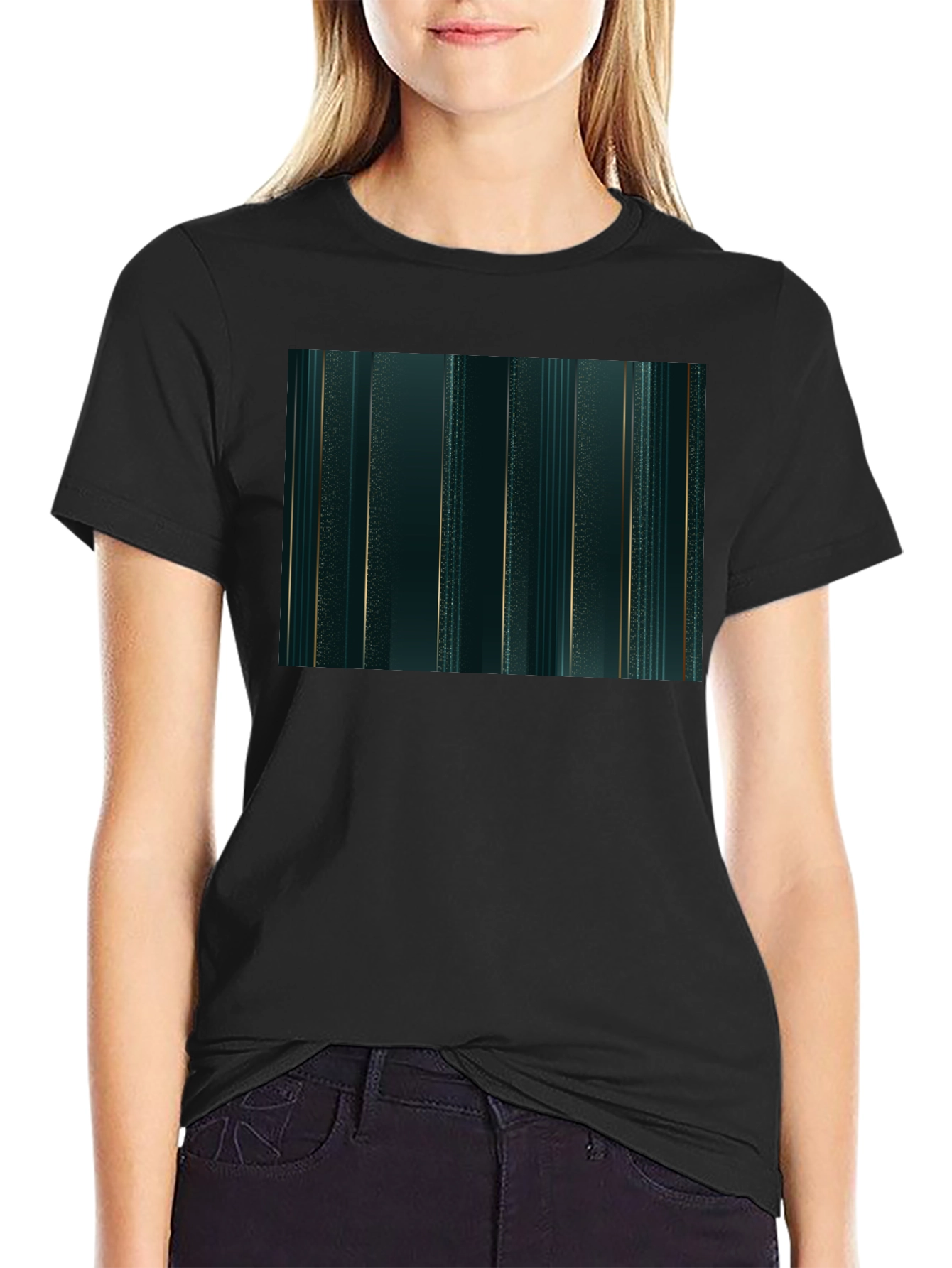 Emerald Green & Gold Stripe Tee
