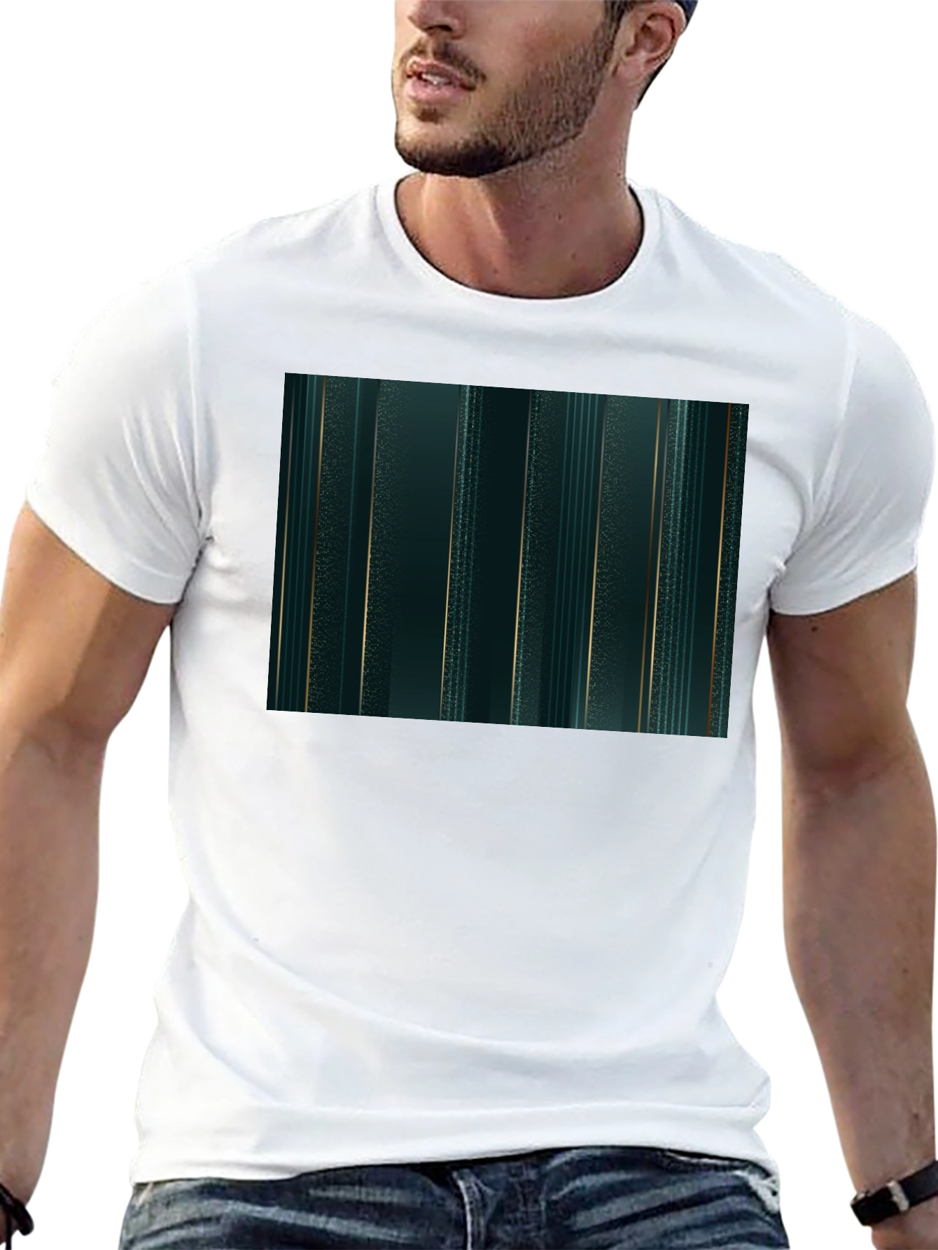 Emerald Green & Gold Stripe Tee