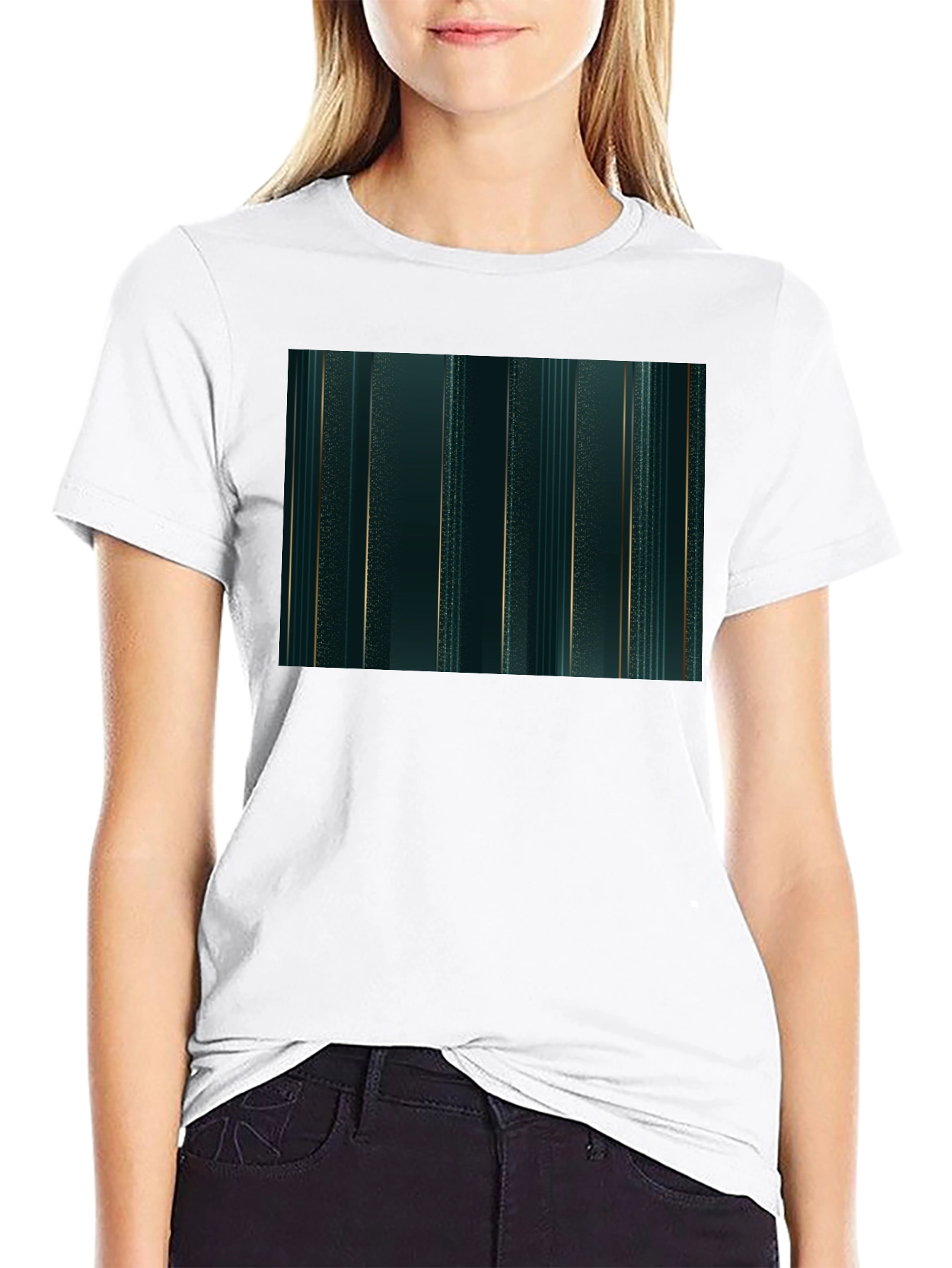 Emerald Green & Gold Stripe Tee