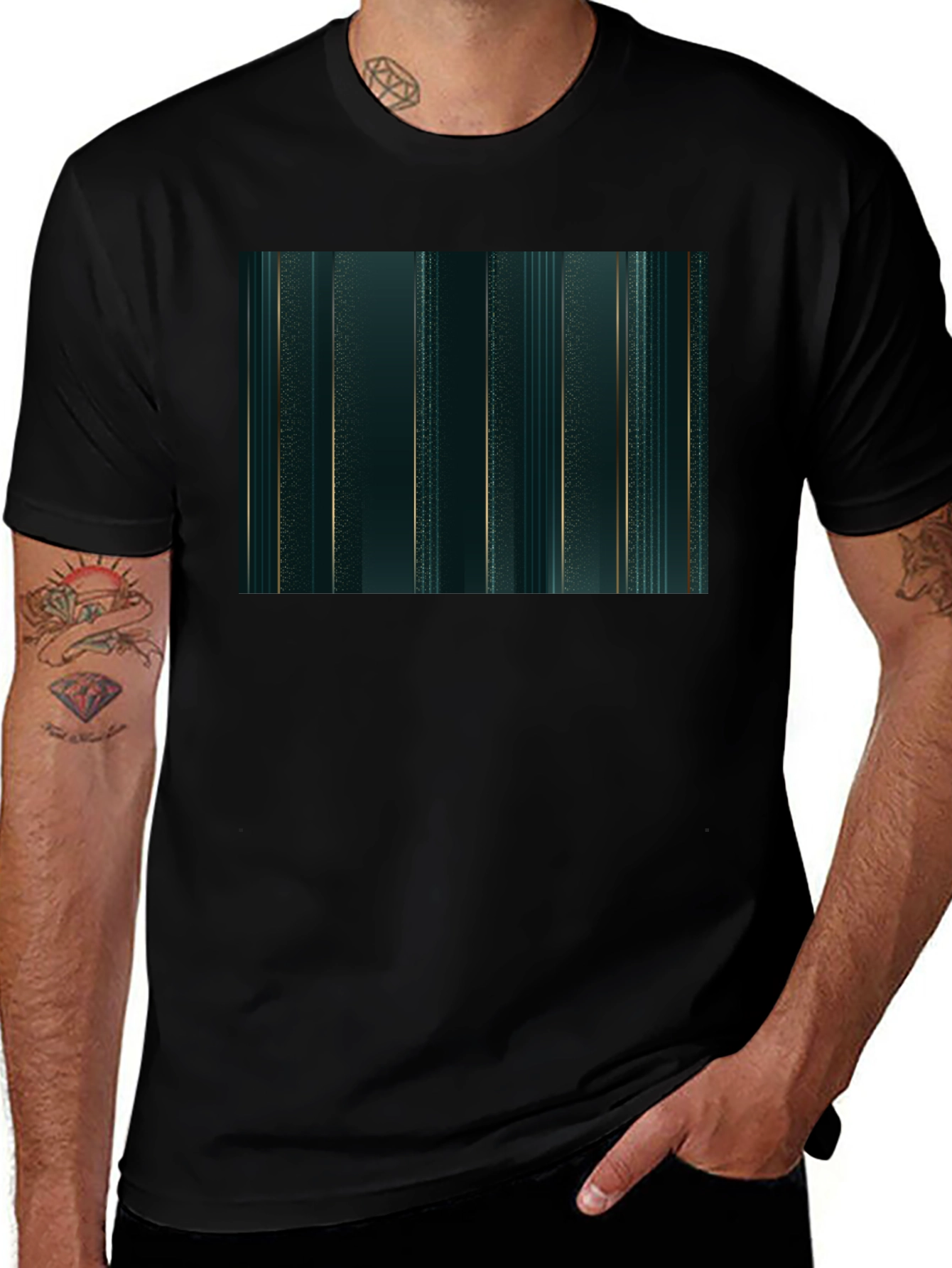Emerald Green & Gold Stripe Tee