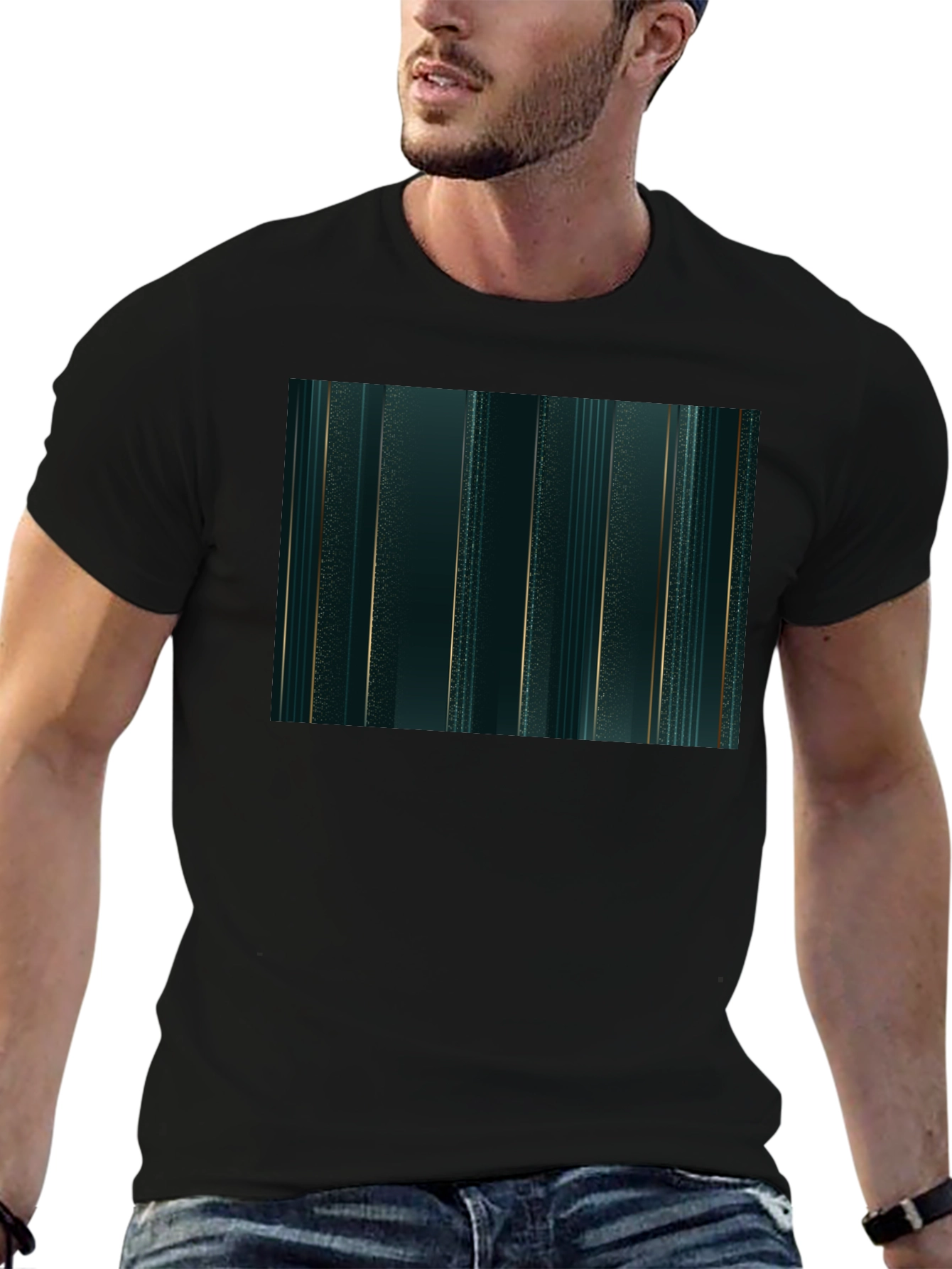Emerald Green & Gold Stripe Tee