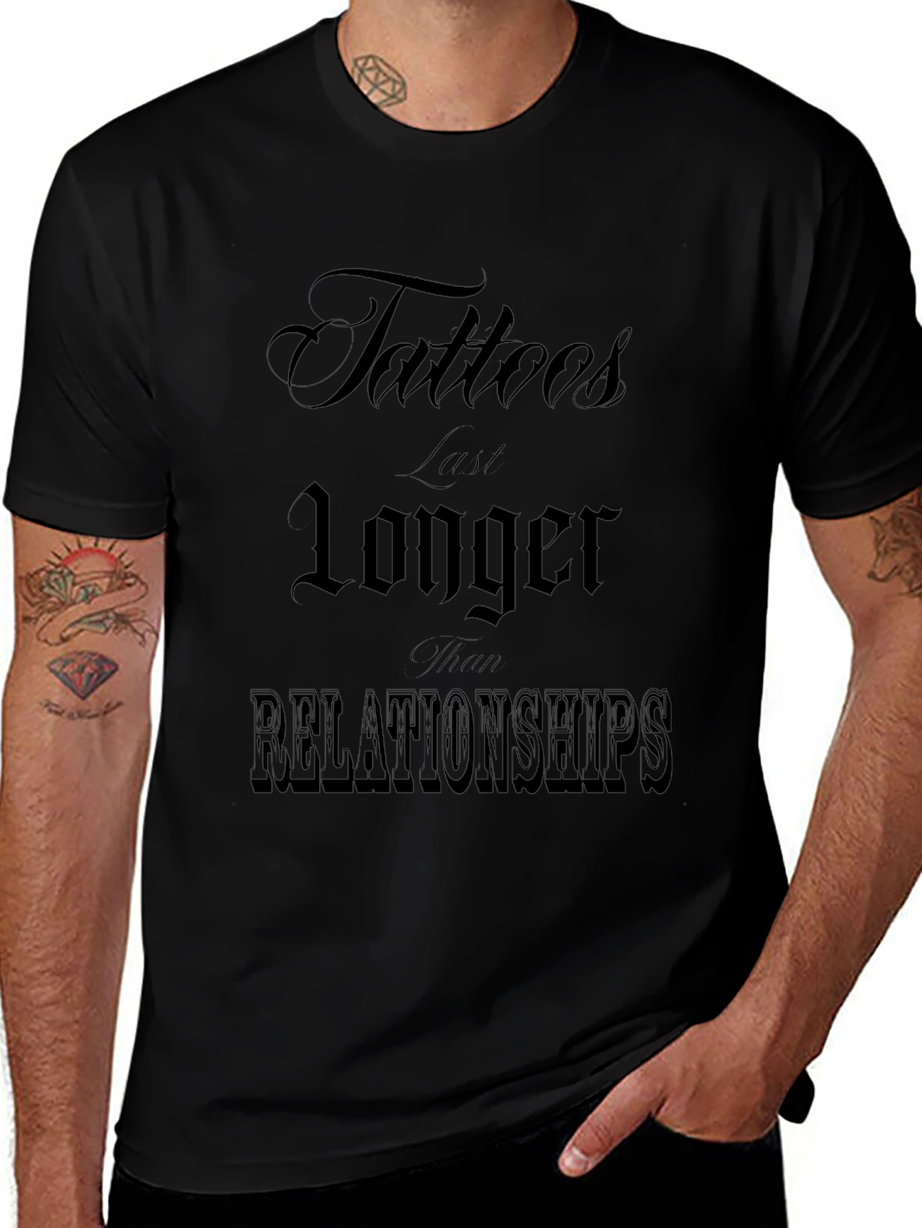 Tattoos Last Longer Graphic Tee - Black