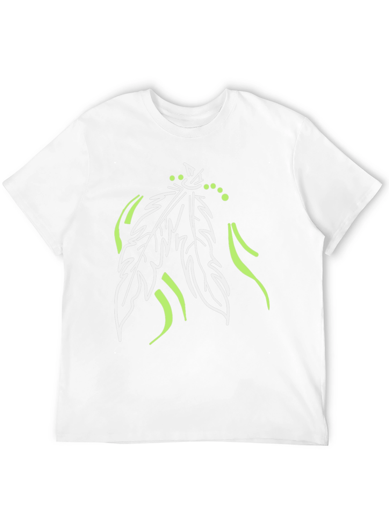 Unique Feather Design Black T-Shirt
