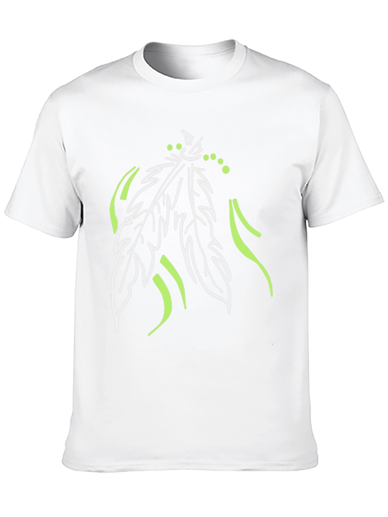 Unique Feather Design Black T-Shirt
