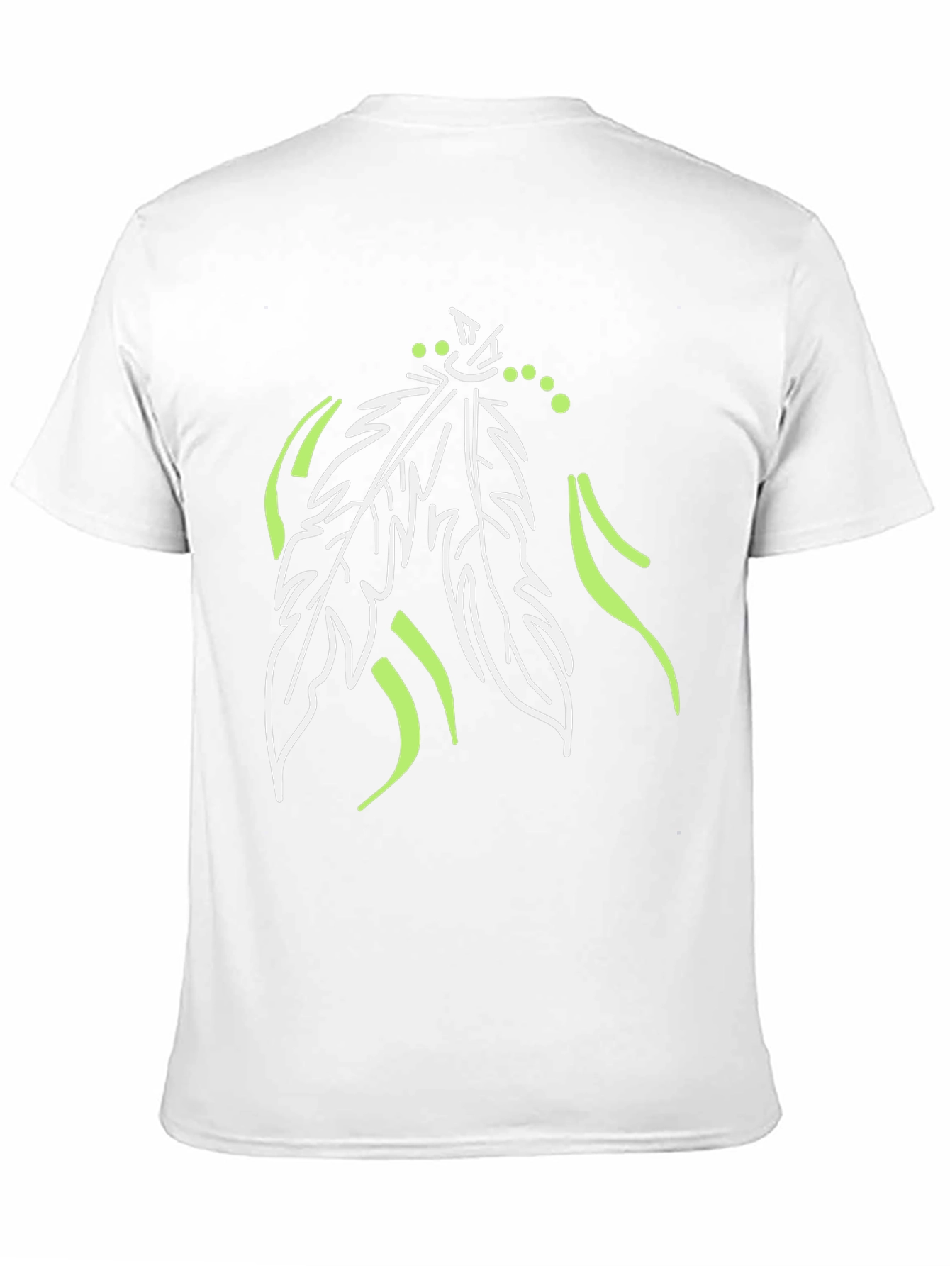 Unique Feather Design Black T-Shirt