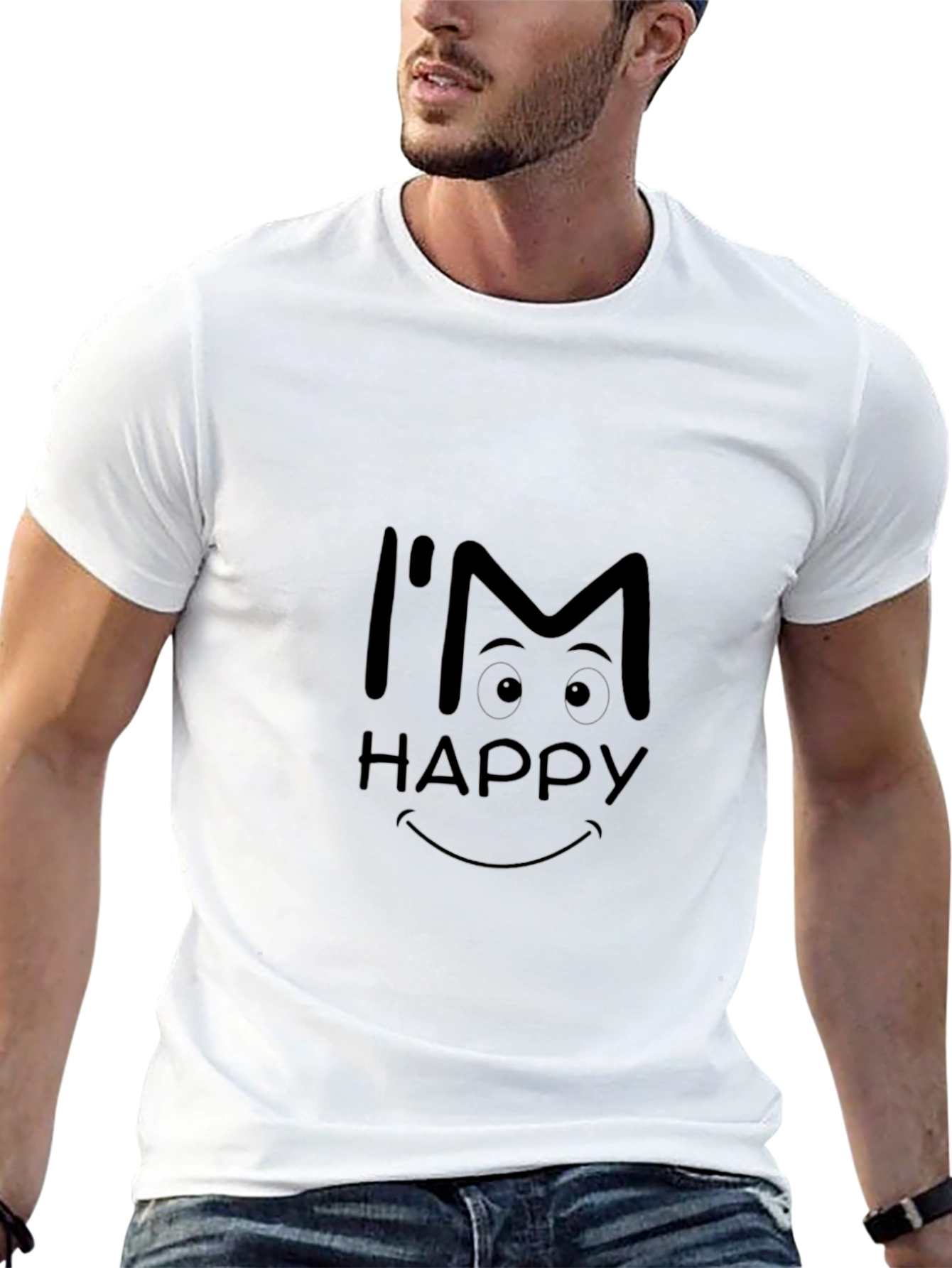 Im Happy Graphic Tee - Black Casual T-Shirt