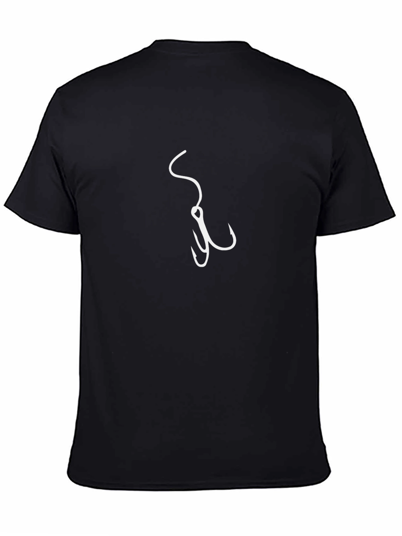 Fishing Hook Graphic Tee - Black Cotton T-Shirt