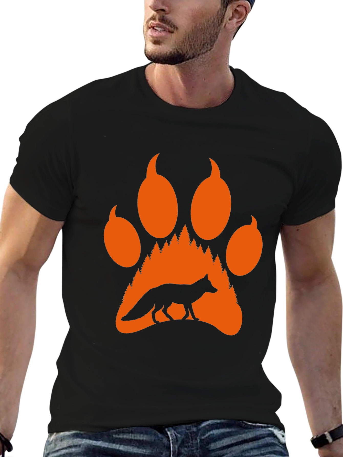 Fox Paw Print Graphic Tee - Nature Inspired