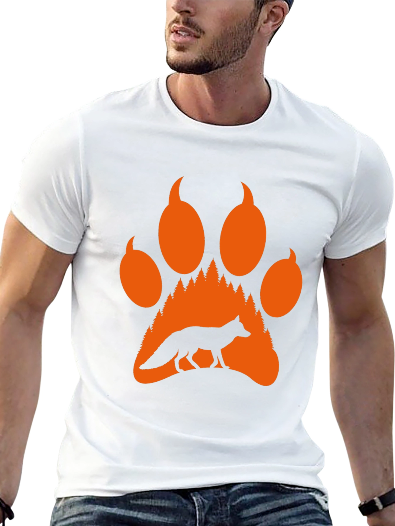 Fox Paw Print Graphic Tee - Nature Inspired