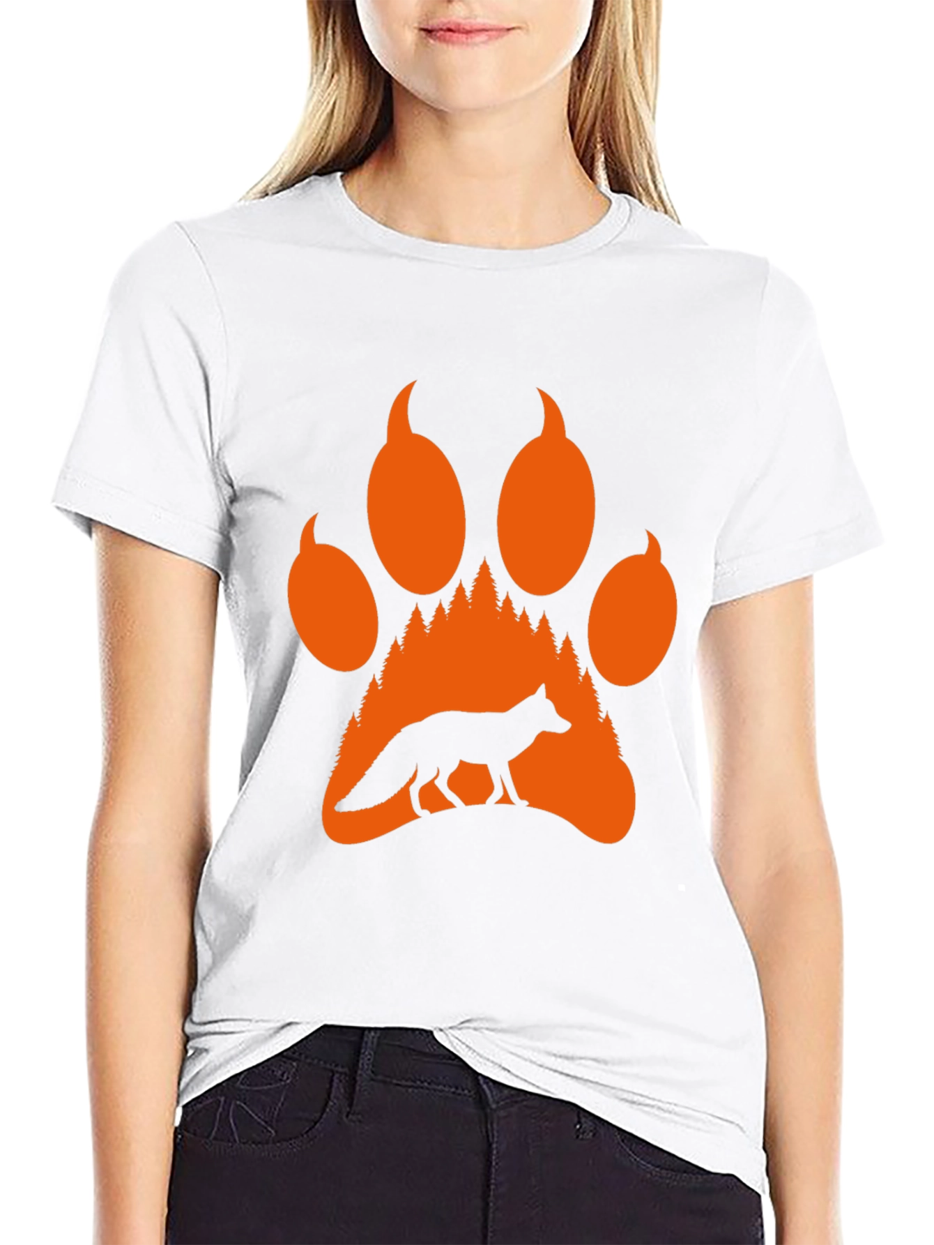 Fox Paw Print Graphic Tee - Nature Inspired