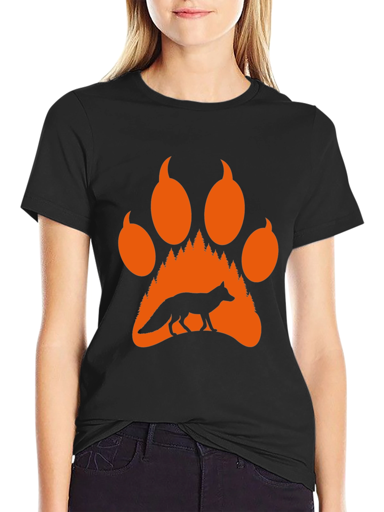 Fox Paw Print Graphic Tee - Nature Inspired
