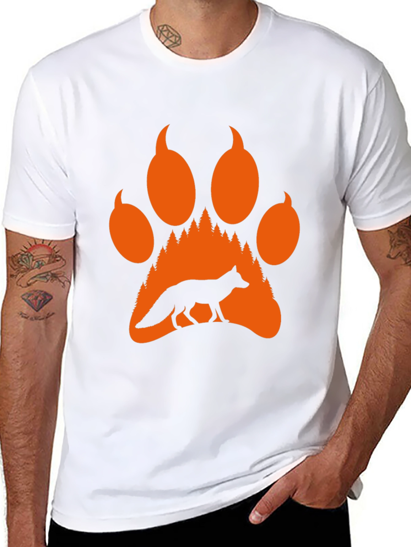 Fox Paw Print Graphic Tee - Nature Inspired