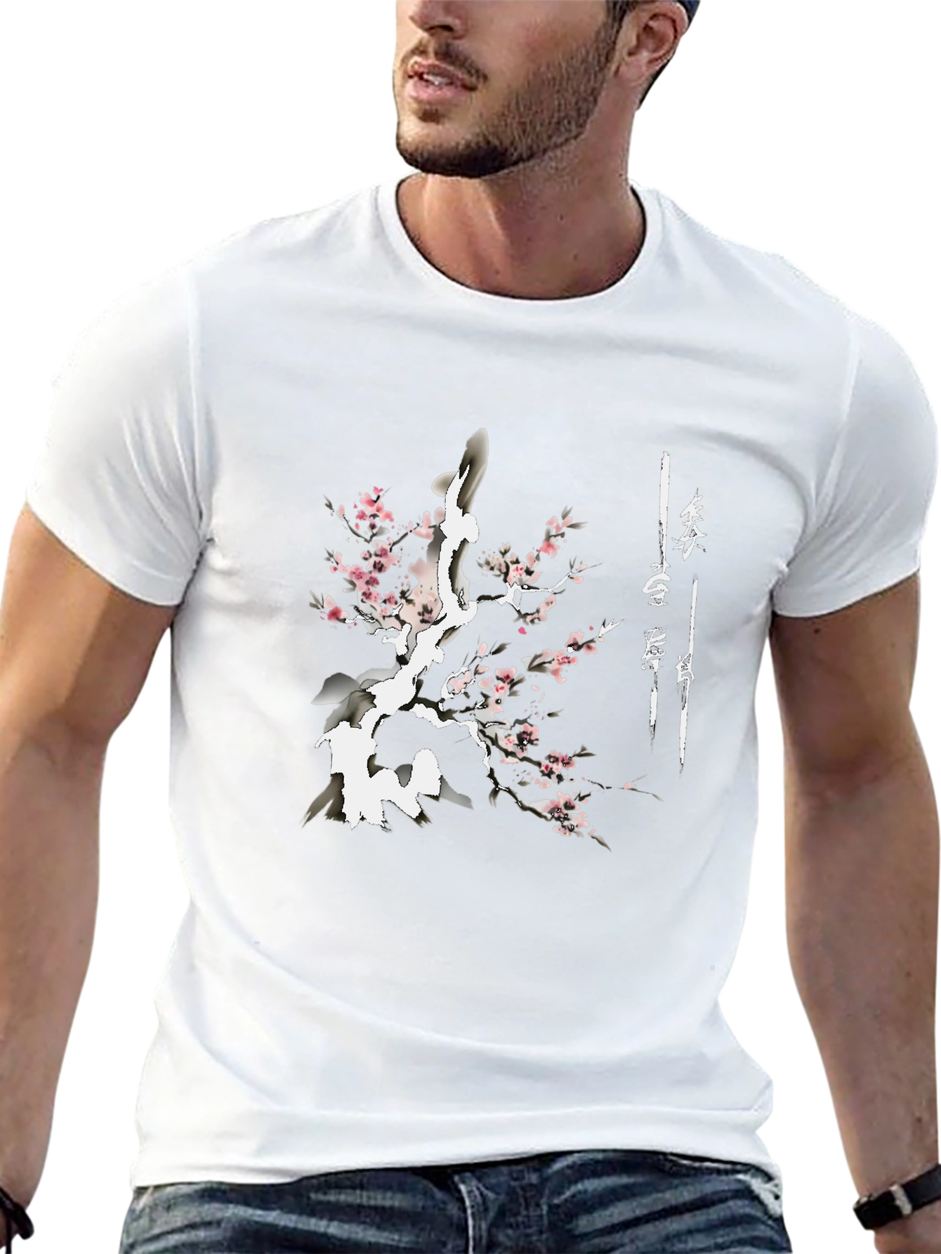 Blossom Branch Black T-Shirt - Asian Inspired Design