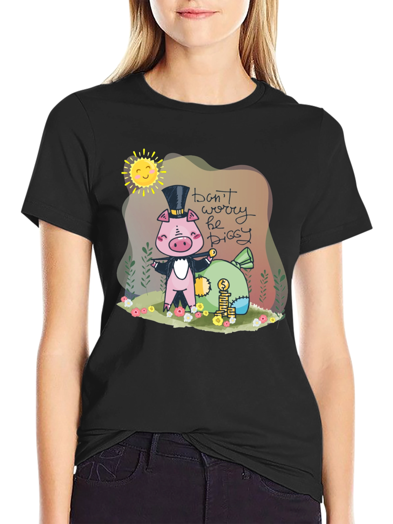 Piggy Bank T-Shirt - Dont Worry Be Piggy!