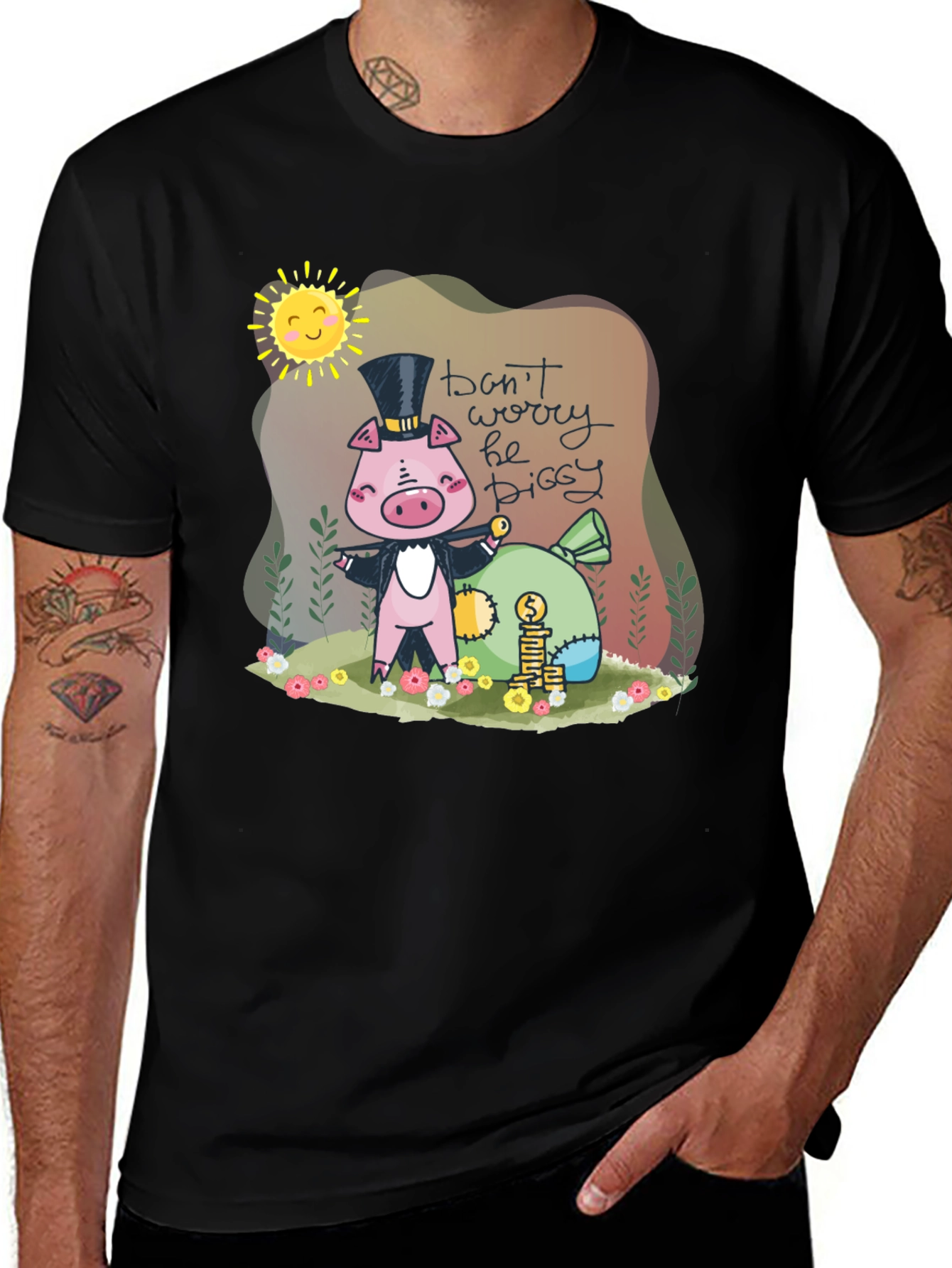 Piggy Bank T-Shirt - Dont Worry Be Piggy!