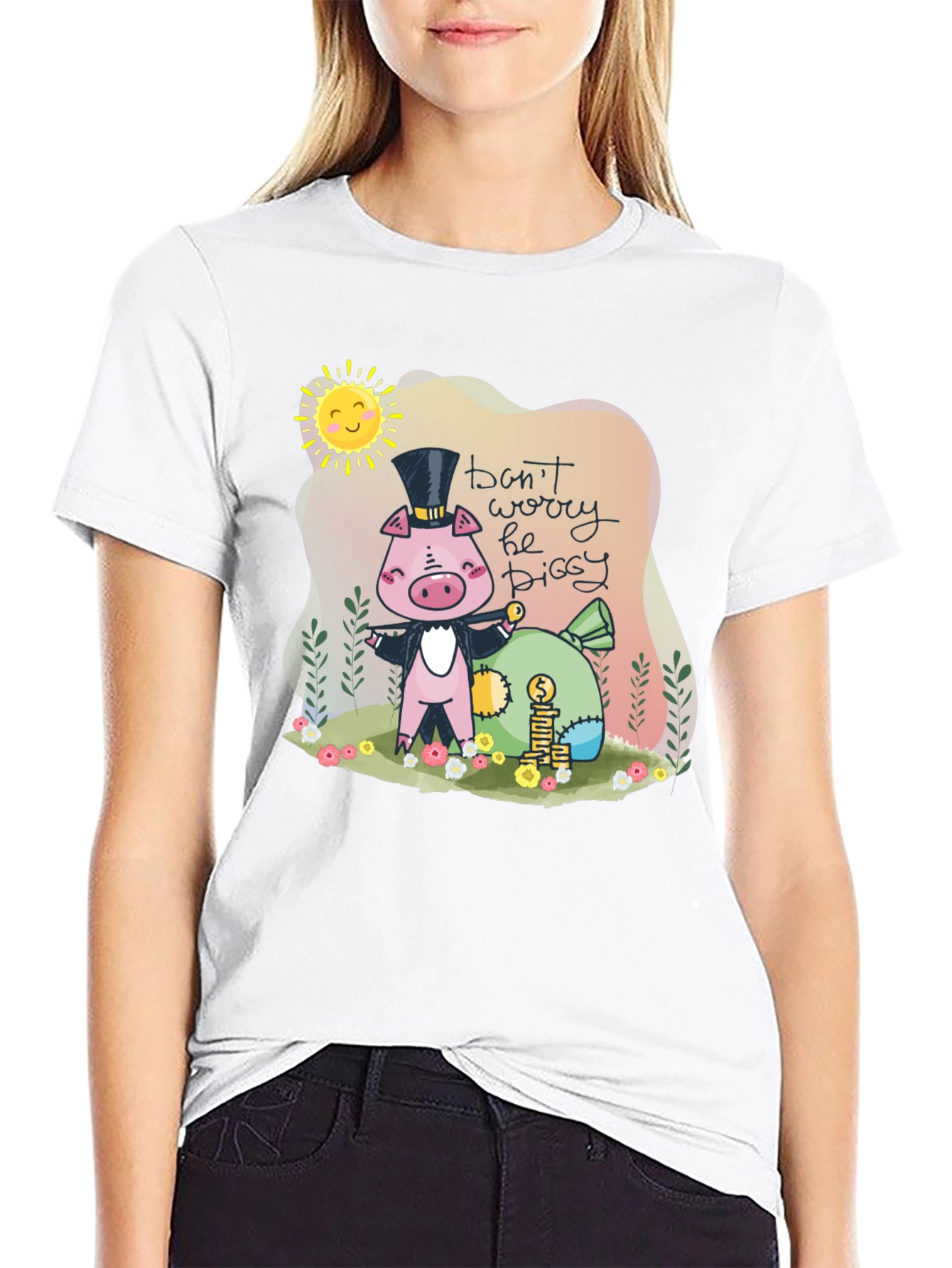 Piggy Bank T-Shirt - Dont Worry Be Piggy!