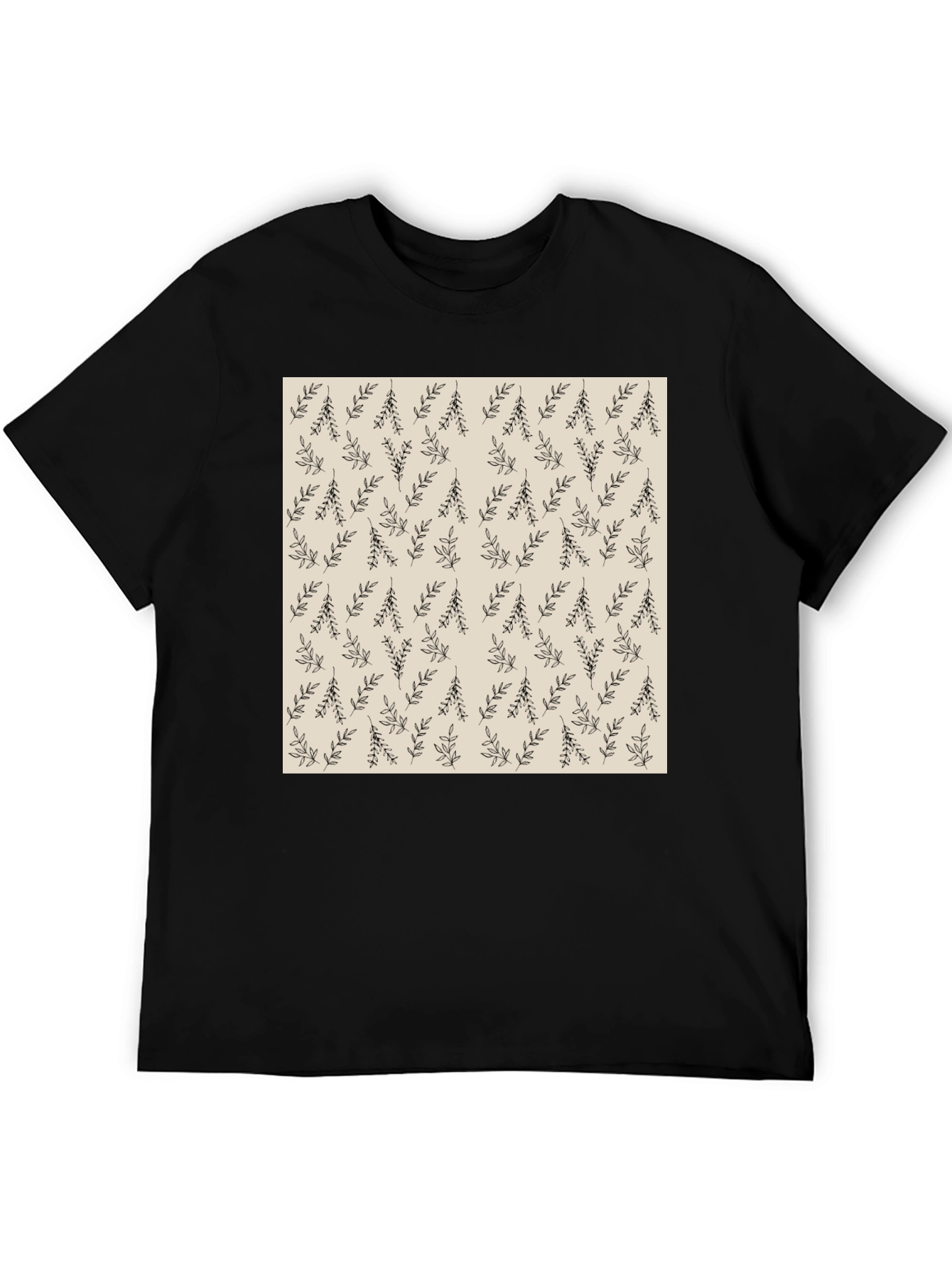 Black Tee with Botanical Print
