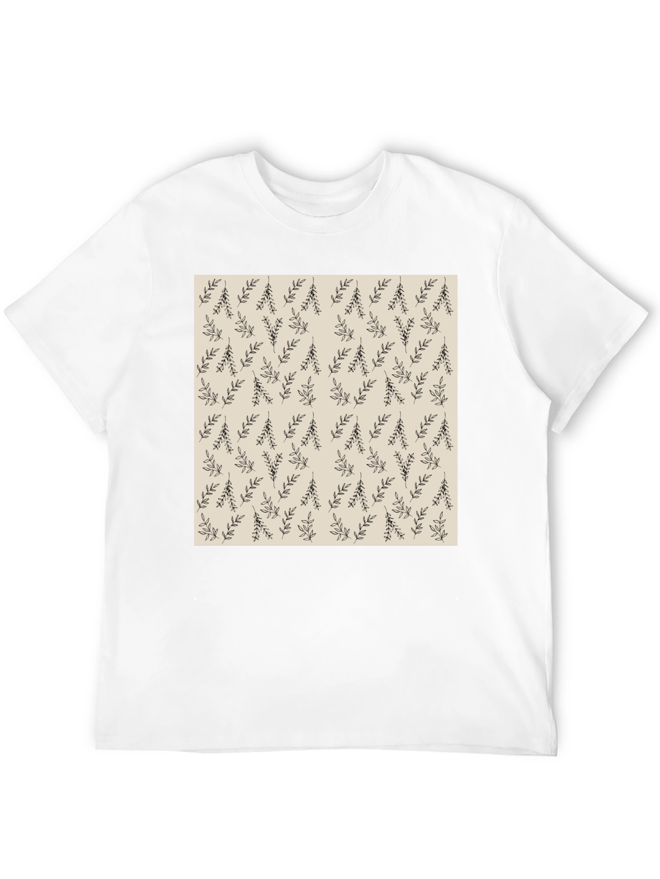 Black Tee with Botanical Print