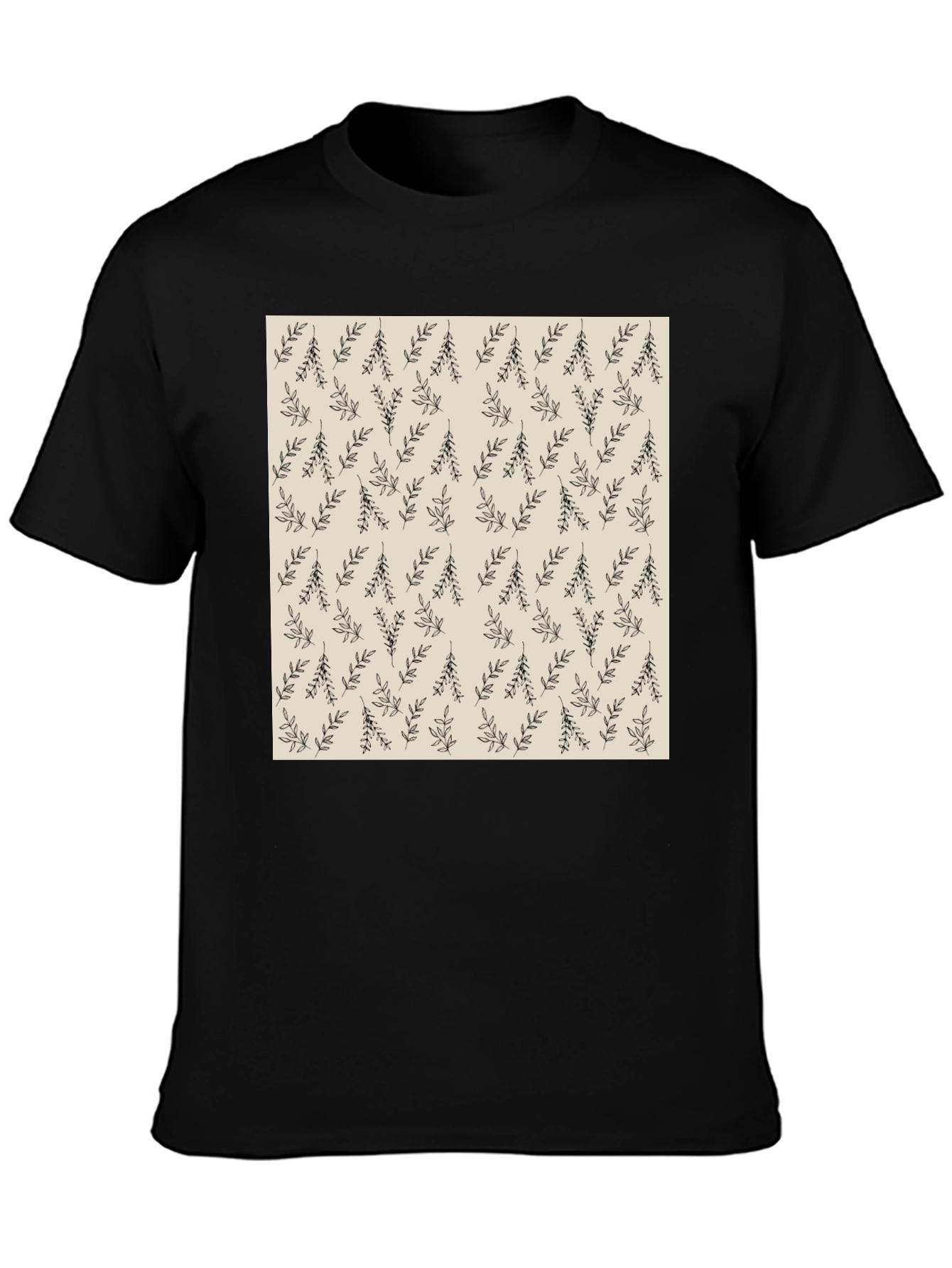 Black Tee with Botanical Print
