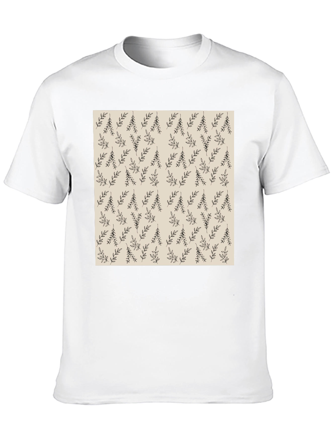 Black Tee with Botanical Print