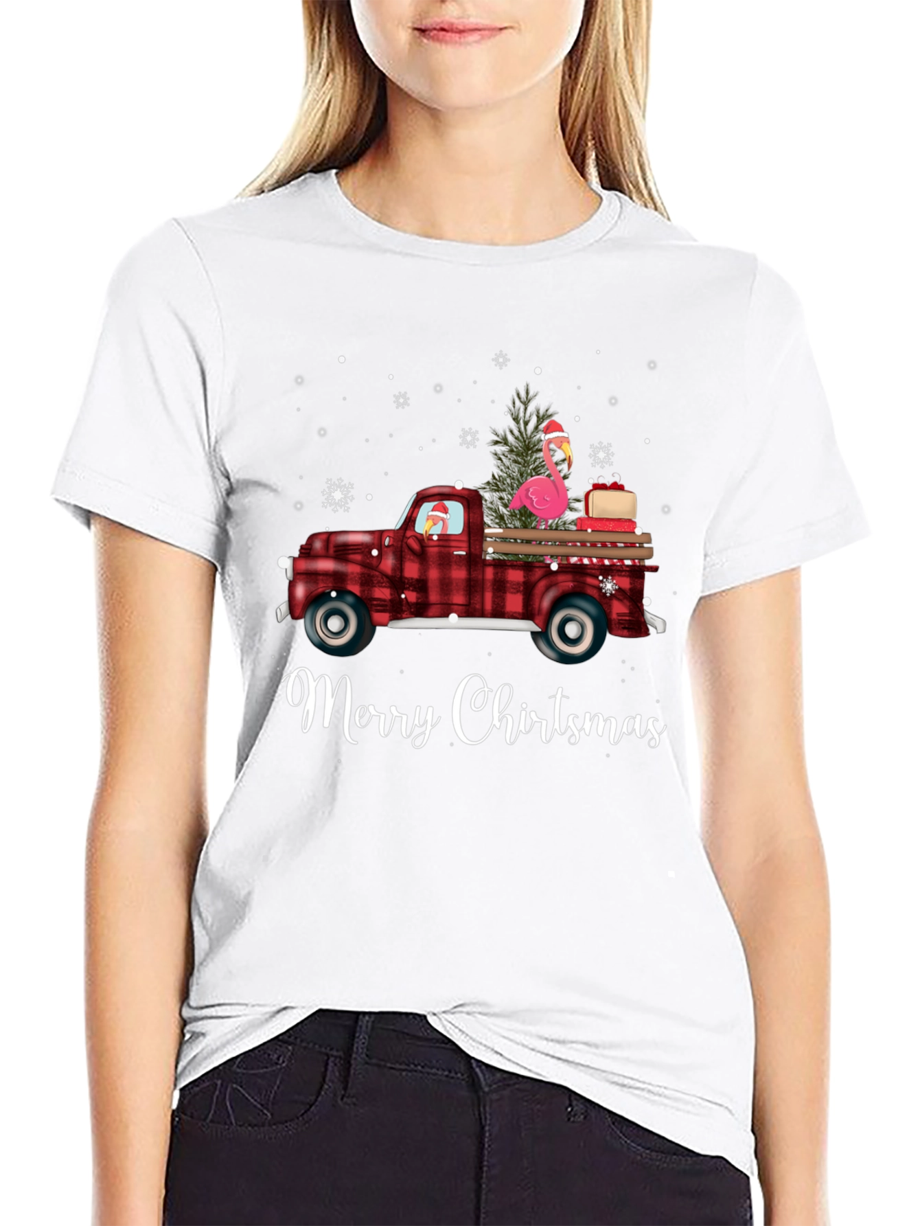 Merry Chirtsmas Flamingo Truck Tee