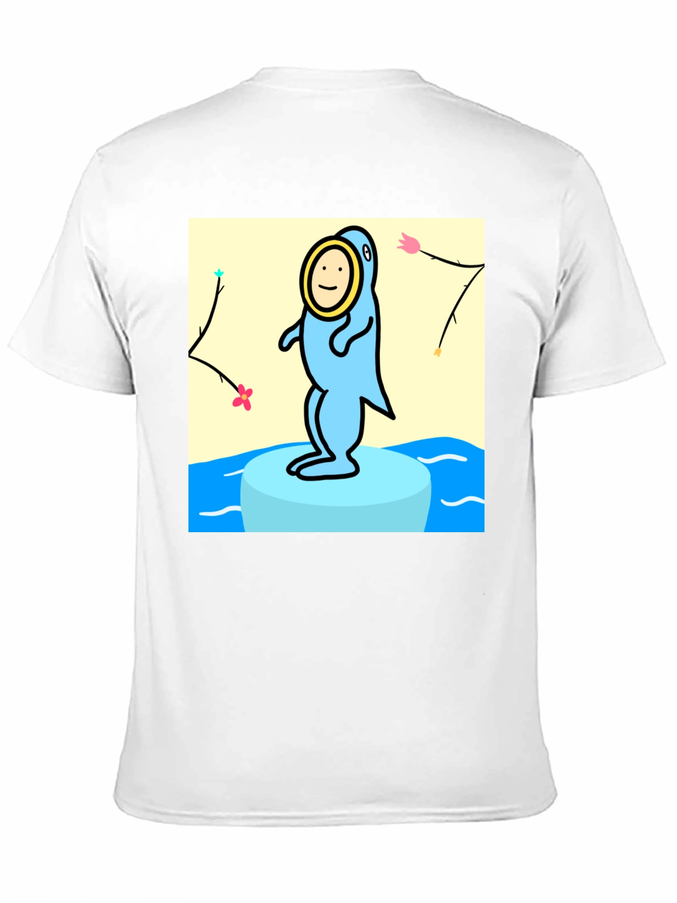 Cartoon Seal Graphic Tee - Black Cotton Casual Top