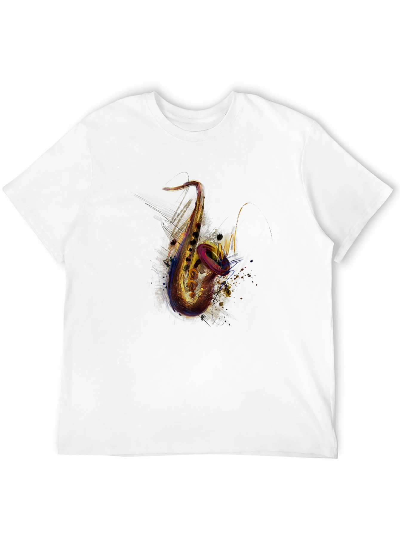 Saxophone Graphic Print Black T-Shirt