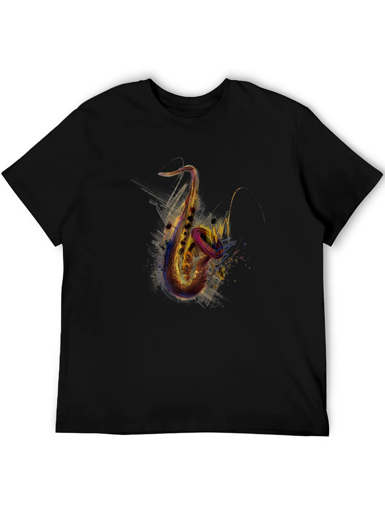 Saxophone Graphic Print Black T-Shirt