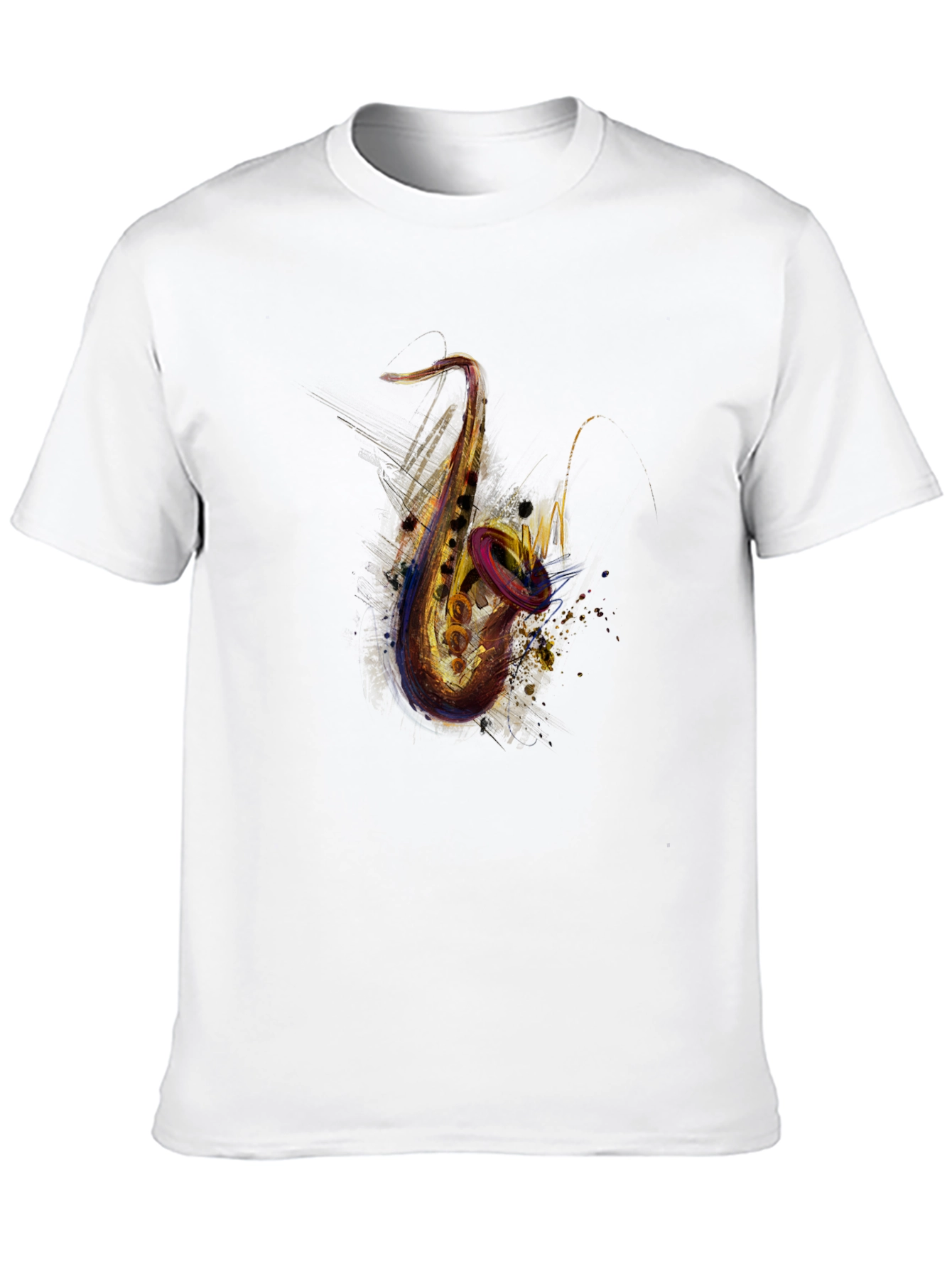 Saxophone Graphic Print Black T-Shirt