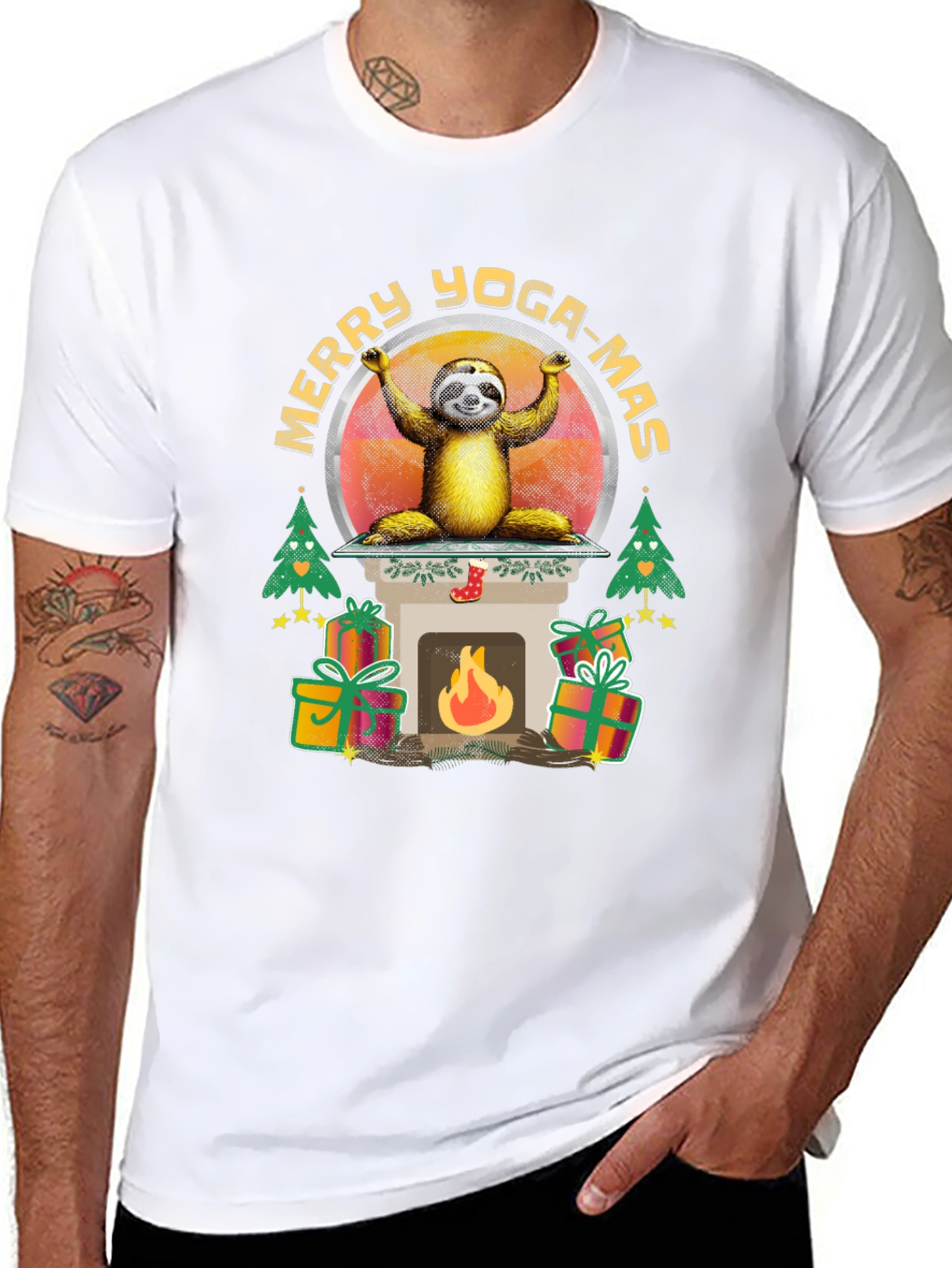 Merry Yoga-Mas Sloth Graphic Tee