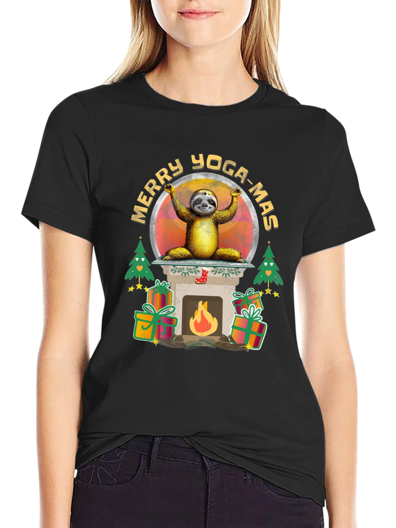 Merry Yoga-Mas Sloth Graphic Tee
