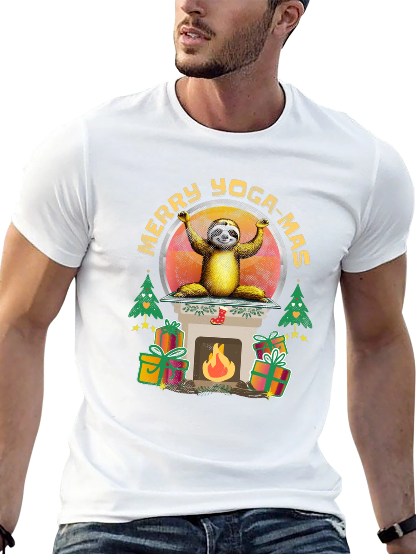 Merry Yoga-Mas Sloth Graphic Tee