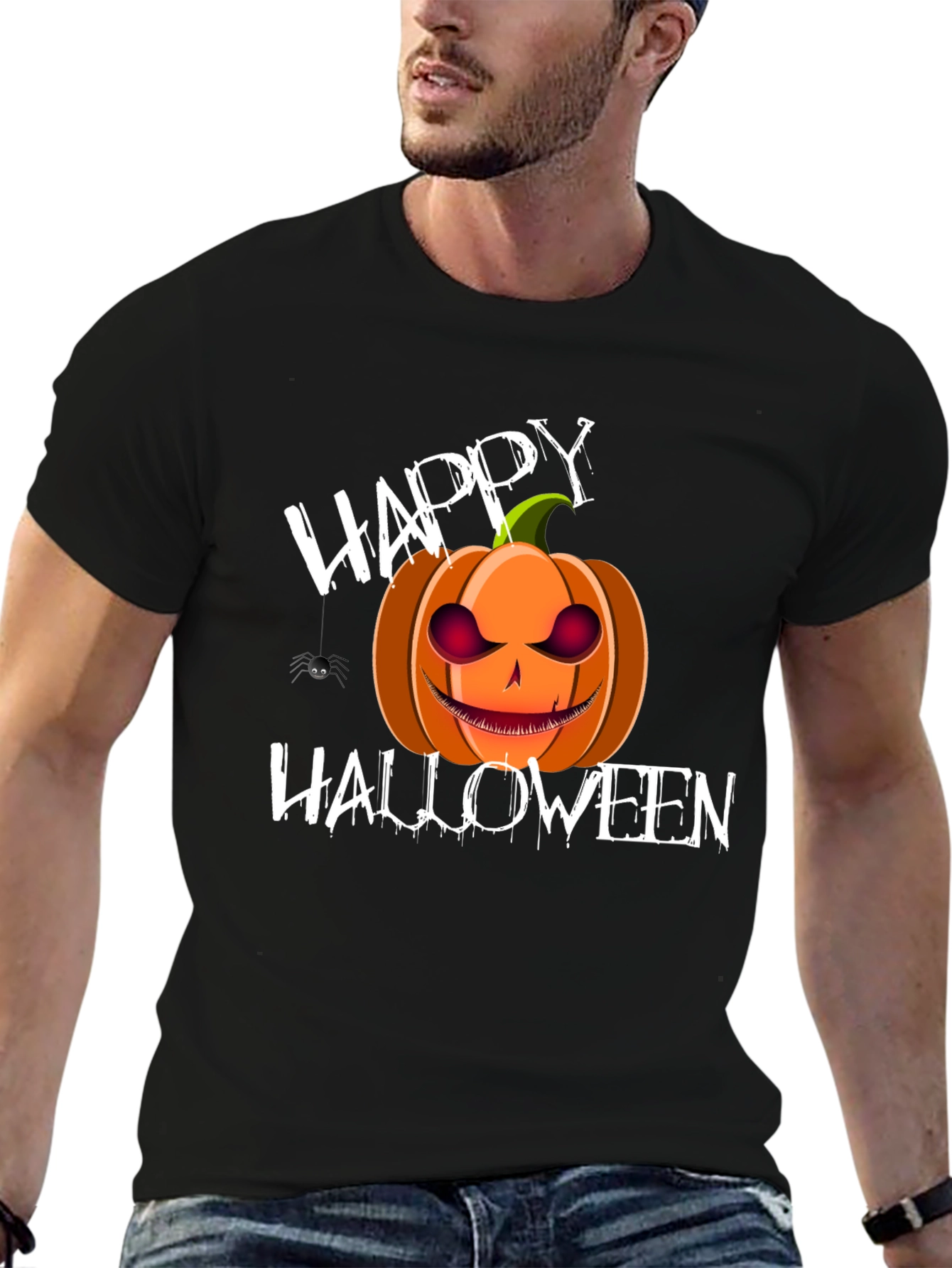 Happy Halloween Pumpkin T-Shirt - Spooky Holiday Tee