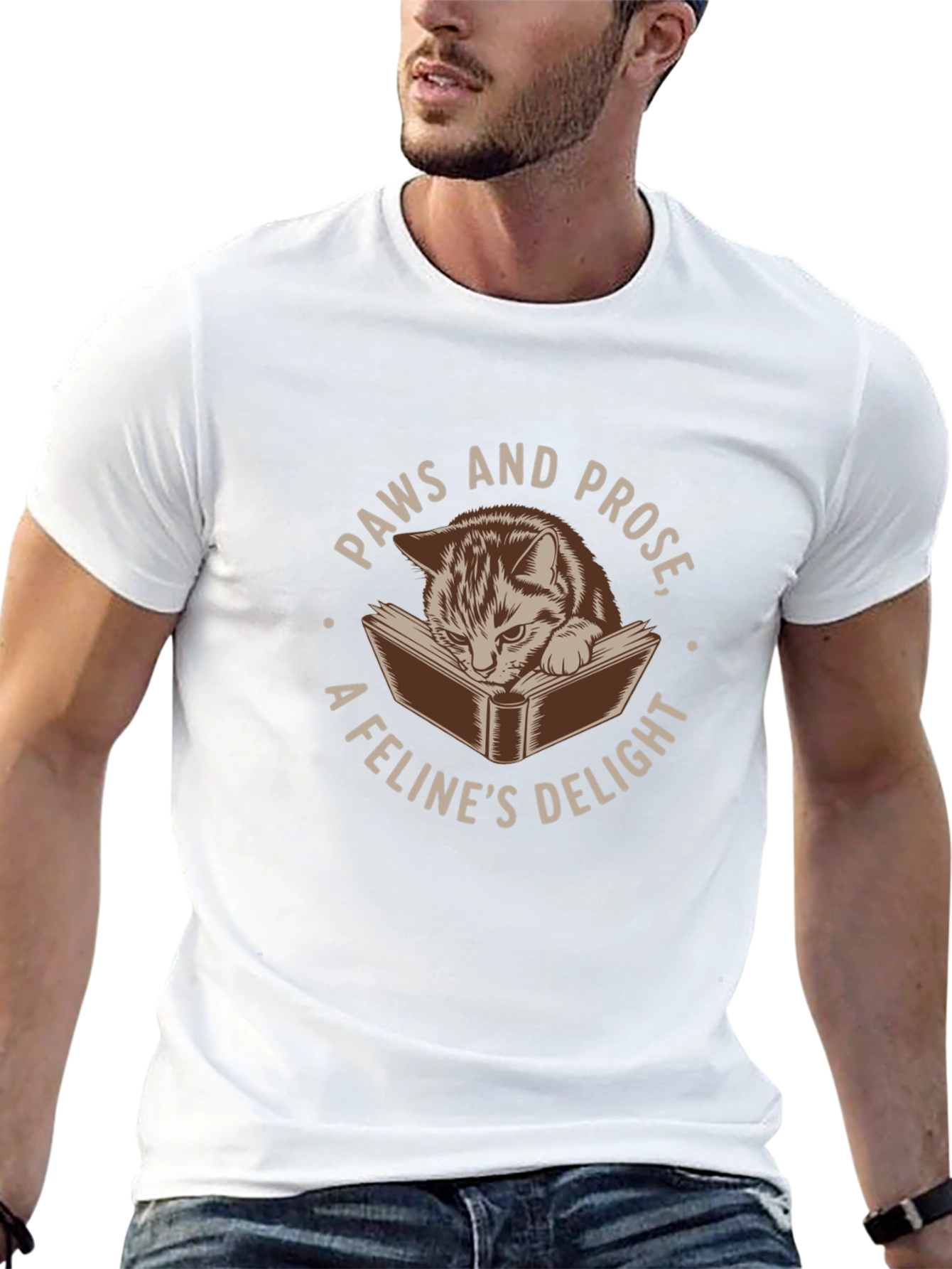 Paws and Prose Cat Lovers T-Shirt