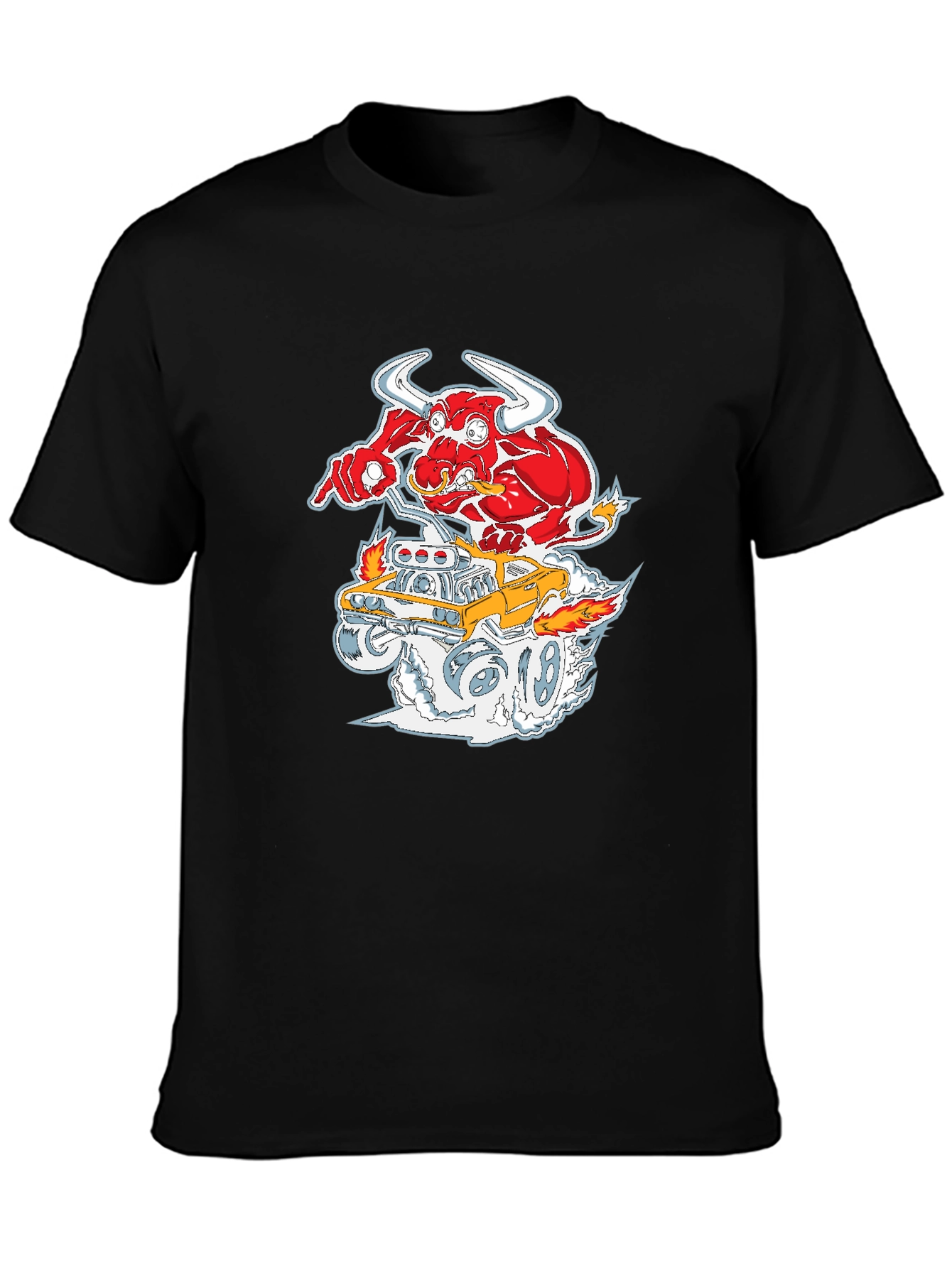 Cartoon Bull Hotrod T-Shirt