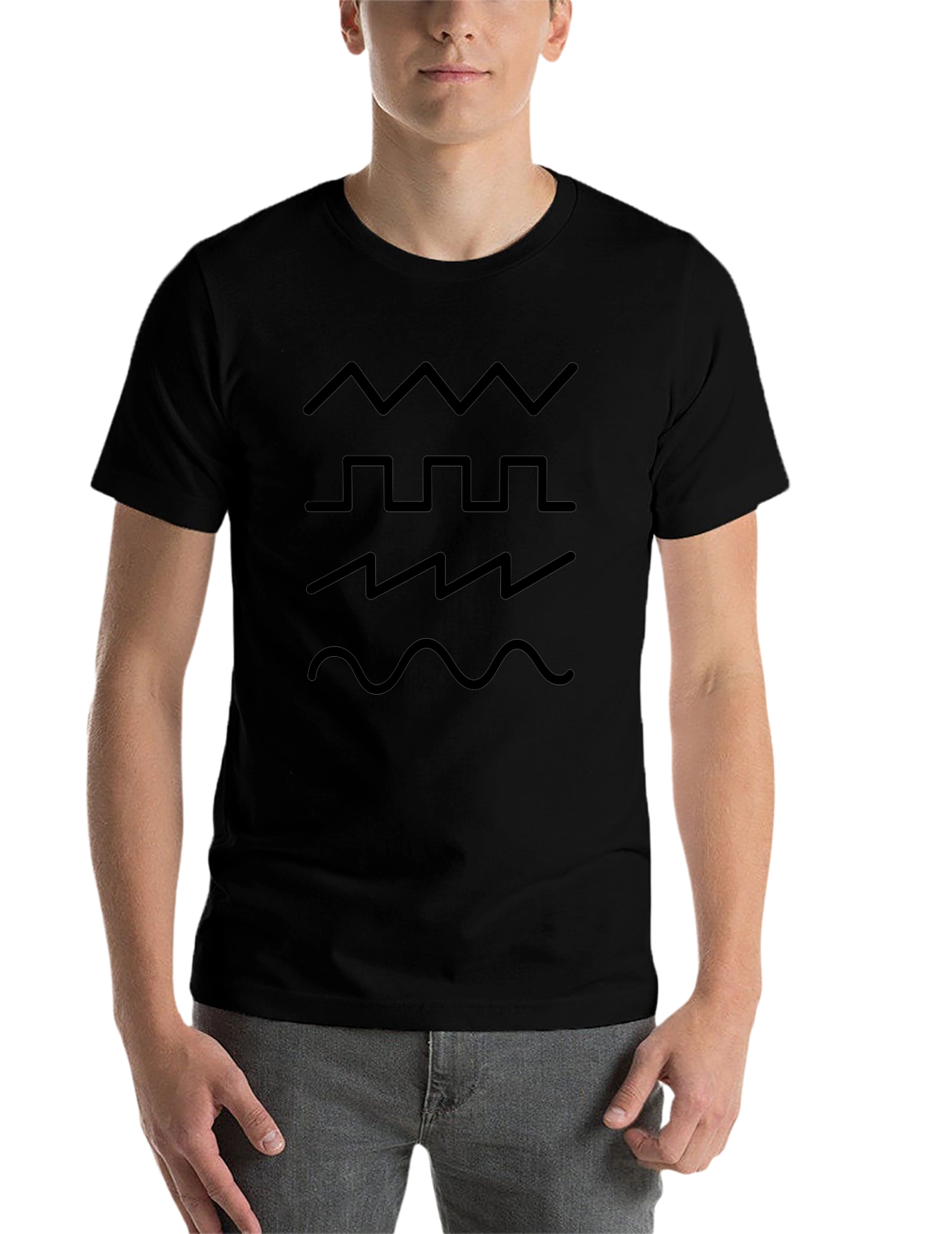 Waveform Graphic Print Mens Black T-Shirt