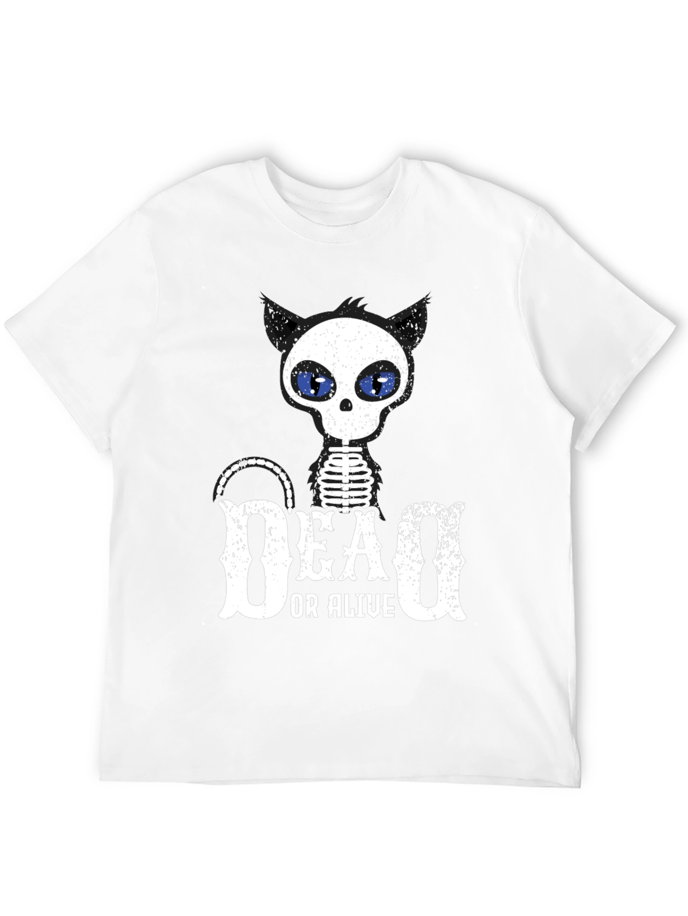 Dead or Alive Cat Skeleton Black T-Shirt