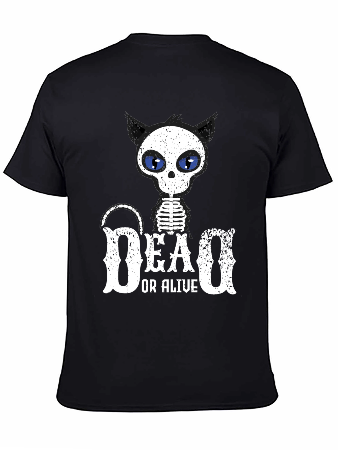 Dead or Alive Cat Skeleton Black T-Shirt