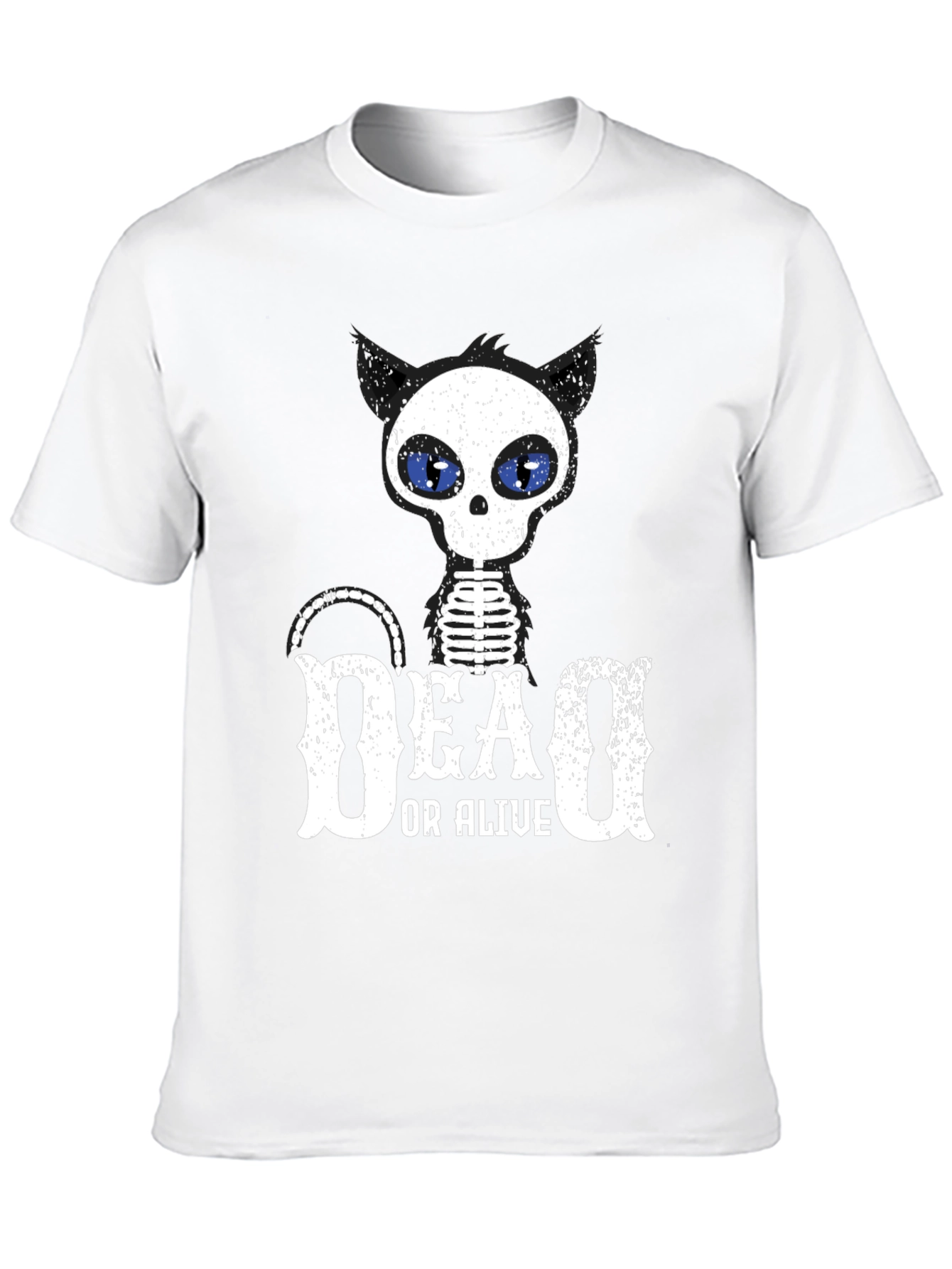 Dead or Alive Cat Skeleton Black T-Shirt