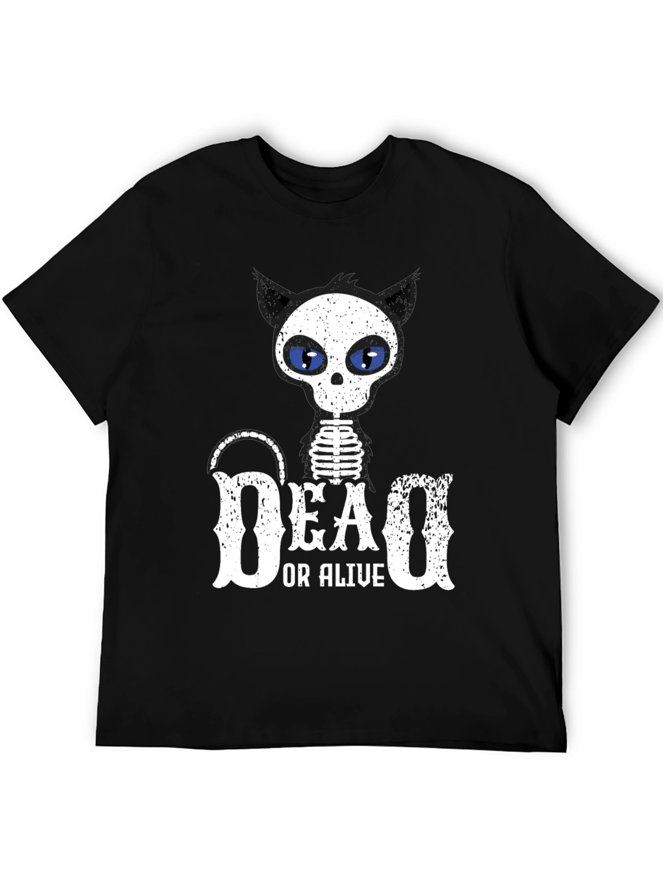 Dead or Alive Cat Skeleton Black T-Shirt