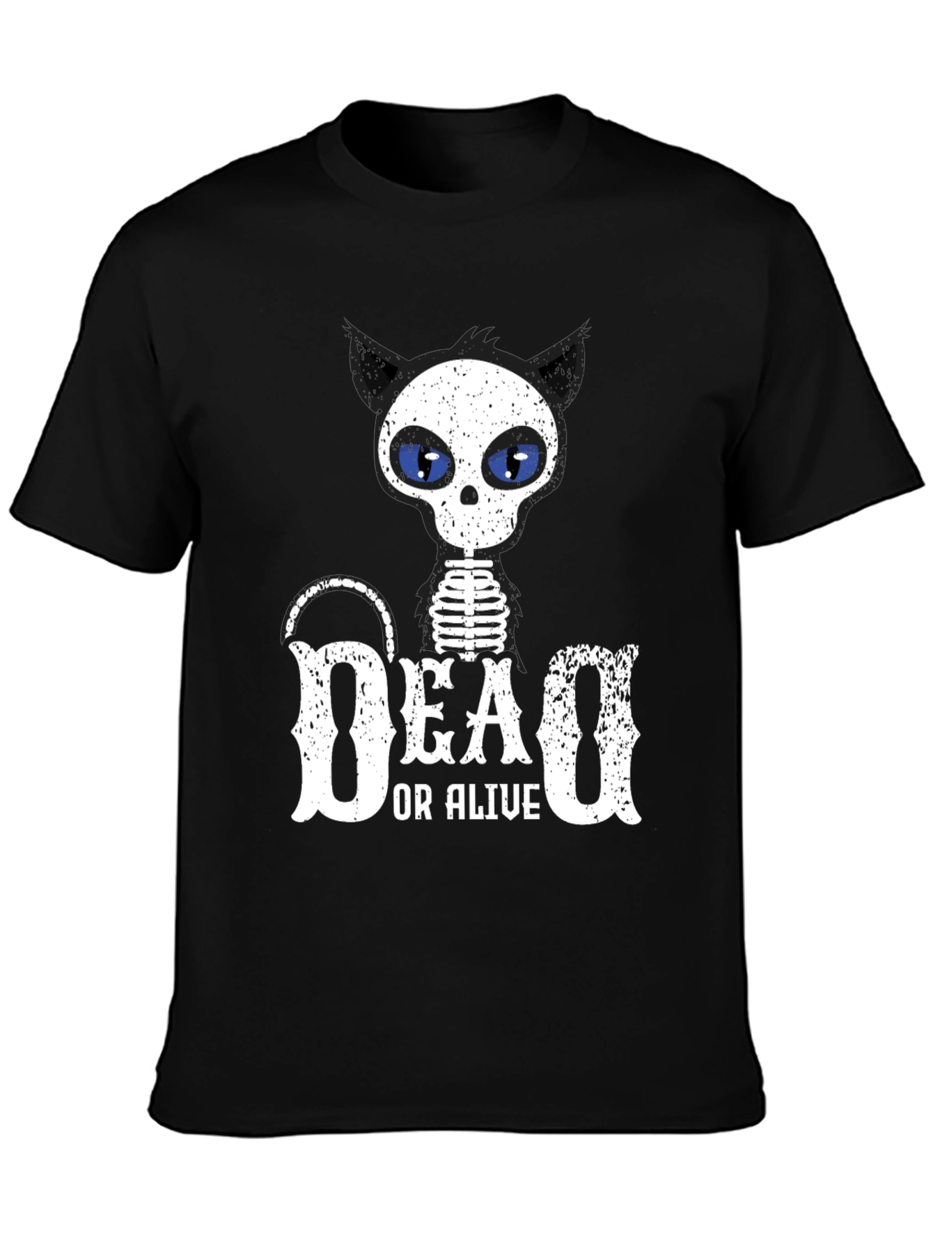 Dead or Alive Cat Skeleton Black T-Shirt