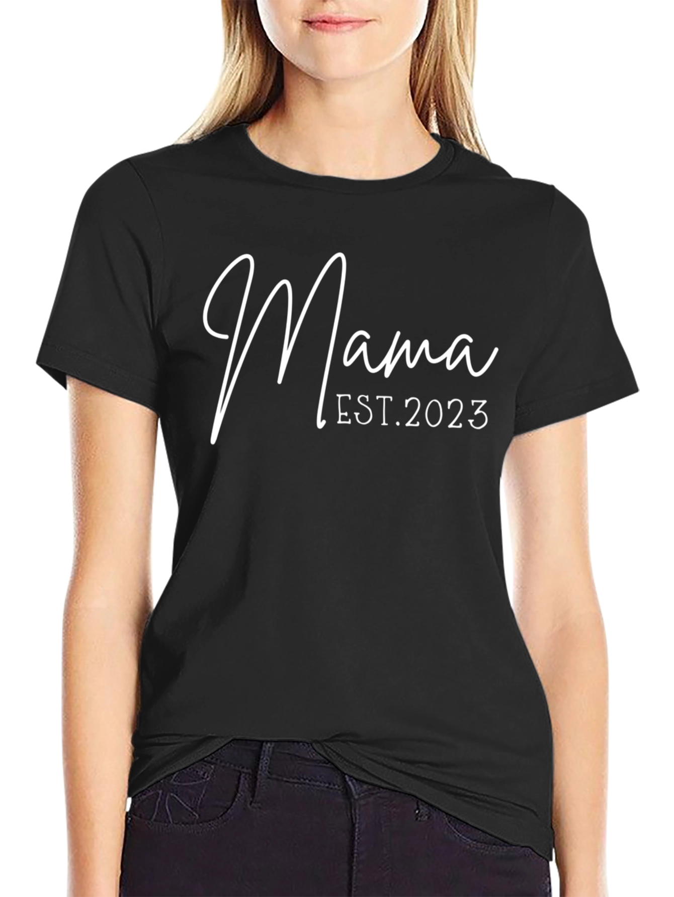Mama Est. 2023 Black Graphic Tee
