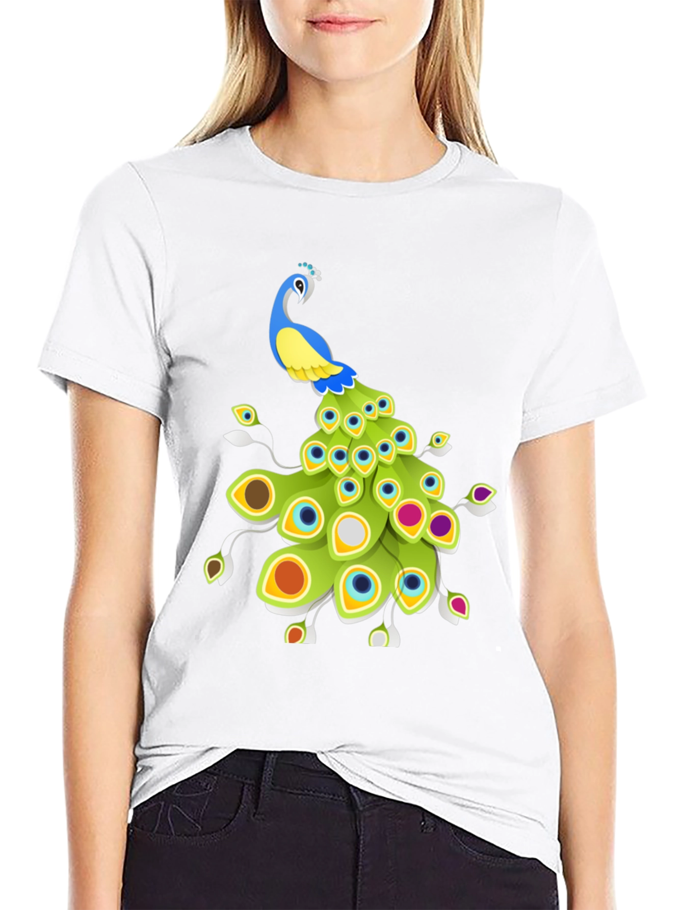 Peacock Graphic Tee - Stylish Mens Black T-Shirt
