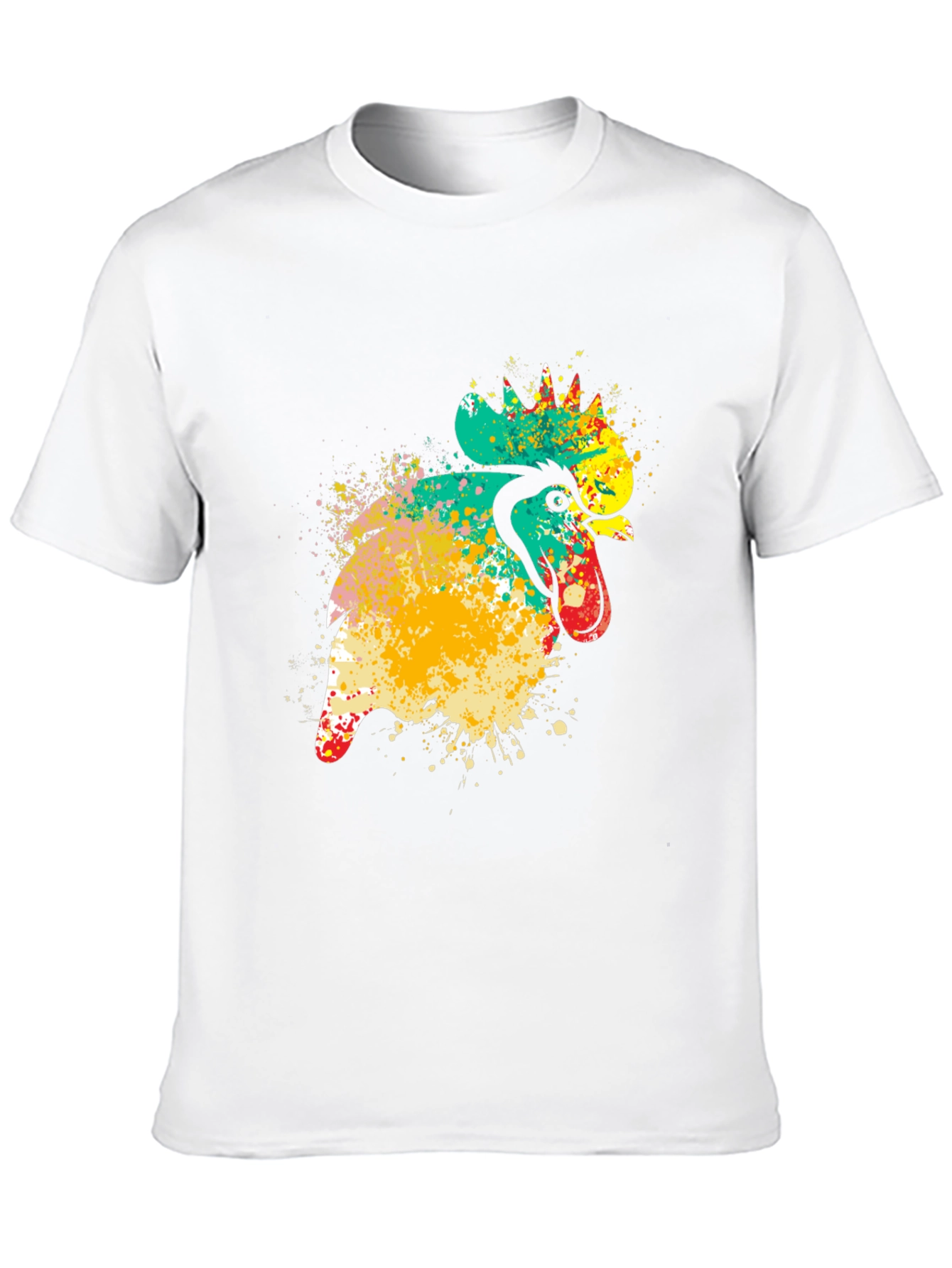 Vibrant Rooster Graphic Black T-Shirt