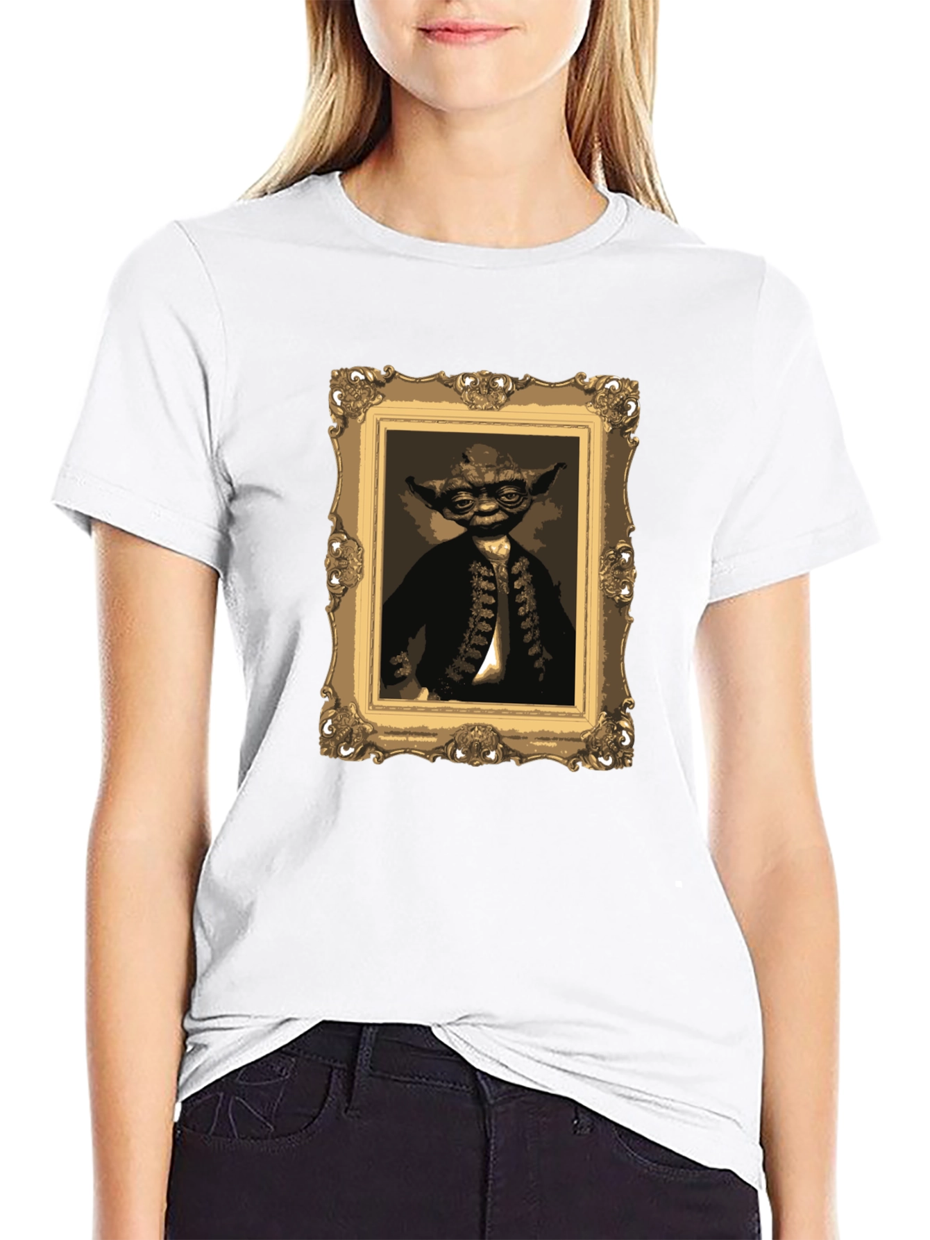 Yoda Portrait Graphic Tee - Black Crew Neck