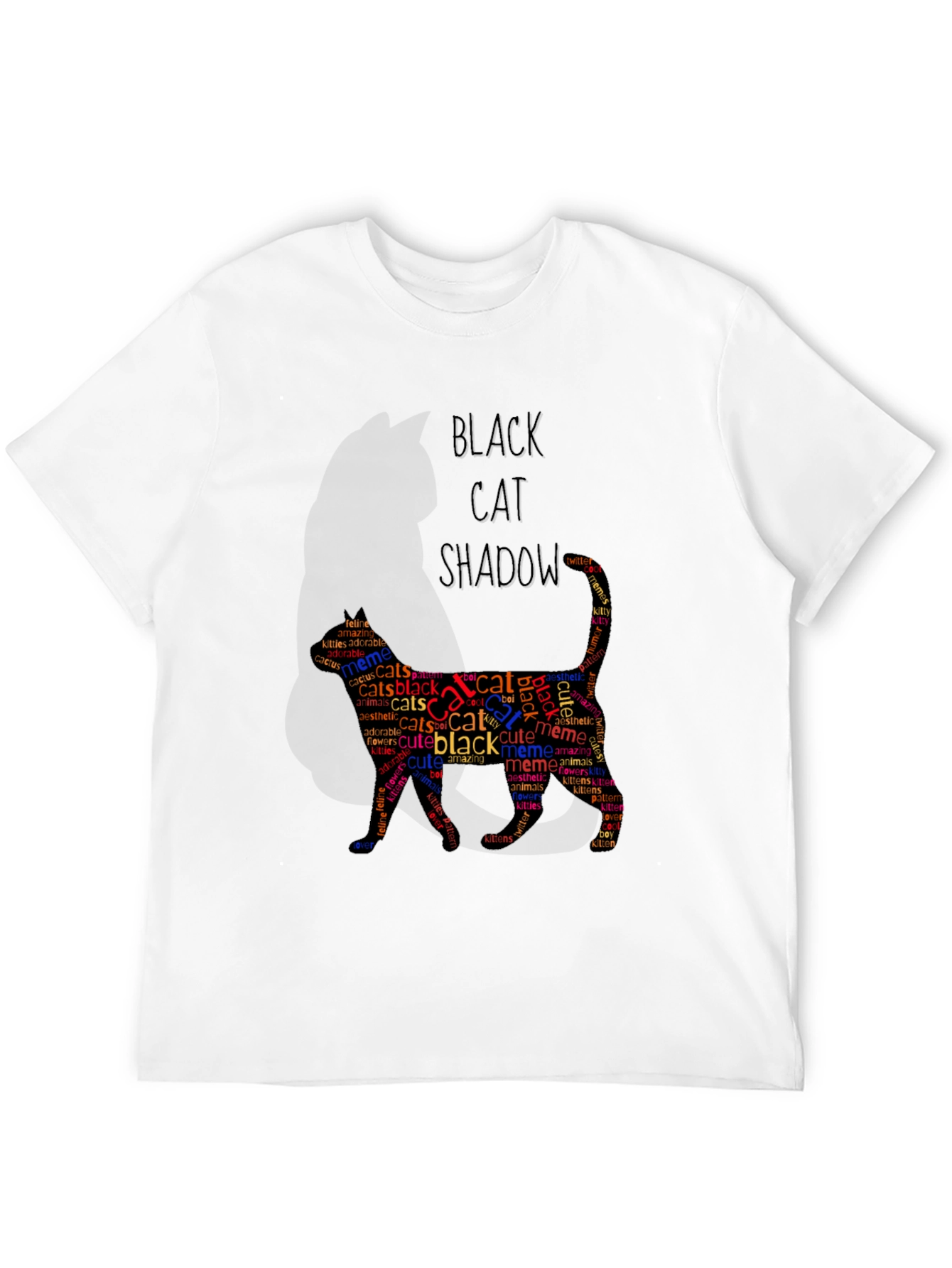 Black Cat Shadow Word Art Graphic T-Shirt