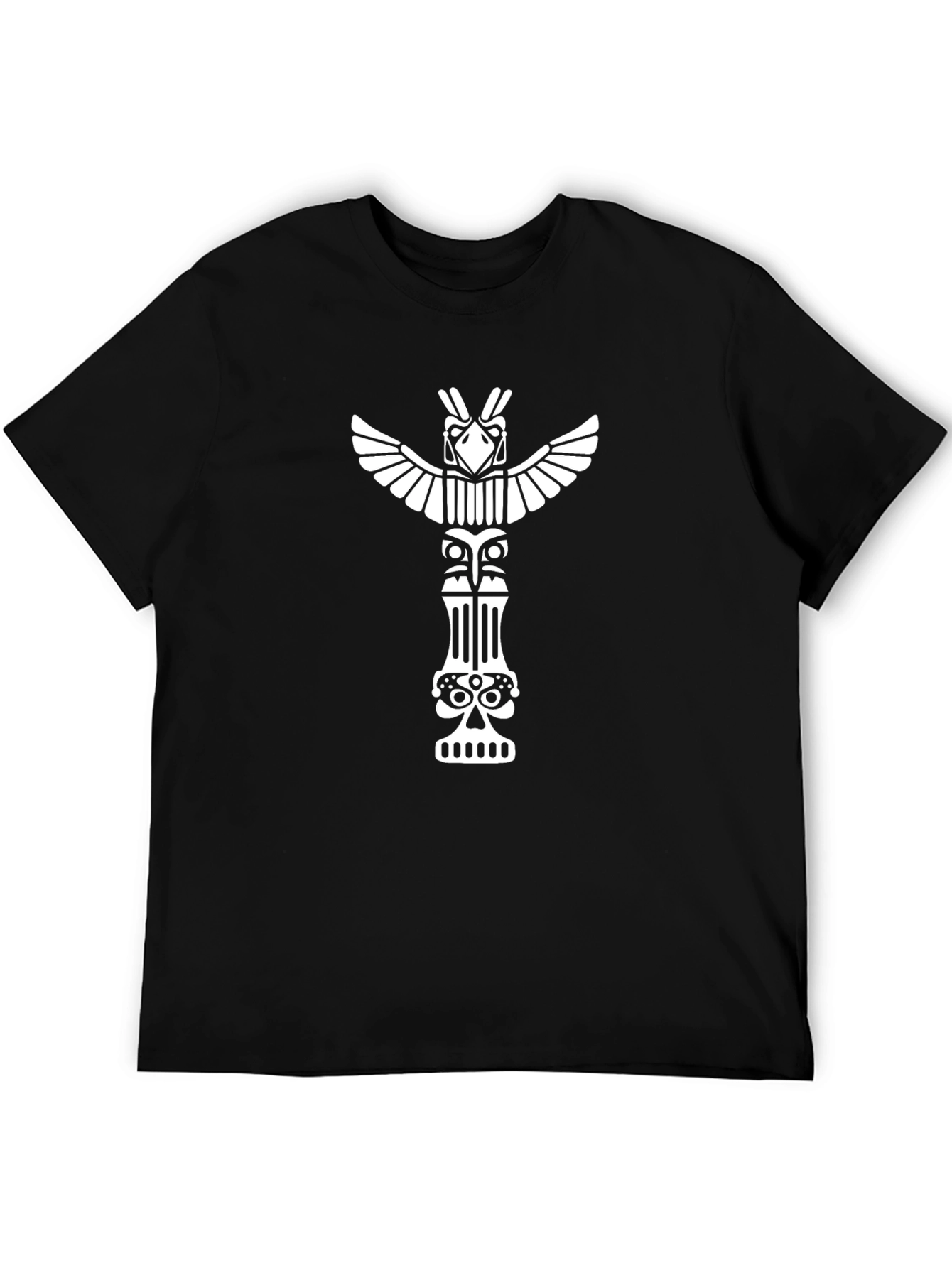 Totem Pole Graphic Tee - Black Cotton T-Shirt